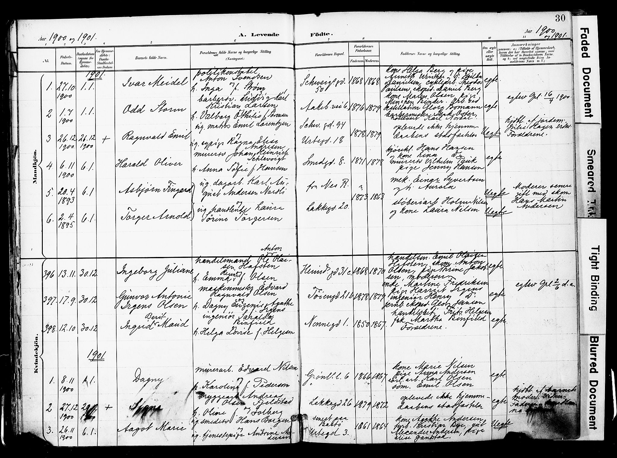 Grønland prestekontor Kirkebøker, AV/SAO-A-10848/F/Fa/L0014: Parish register (official) no. 14, 1900-1911, p. 30