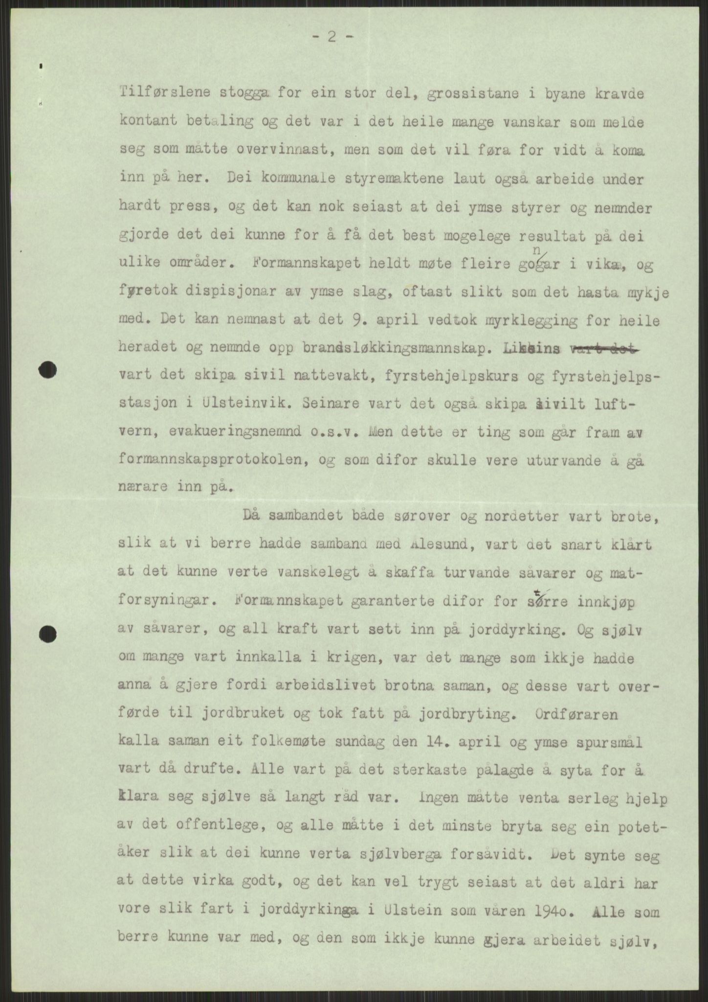 Forsvaret, Forsvarets krigshistoriske avdeling, AV/RA-RAFA-2017/Y/Ya/L0015: II-C-11-31 - Fylkesmenn.  Rapporter om krigsbegivenhetene 1940., 1940, p. 798