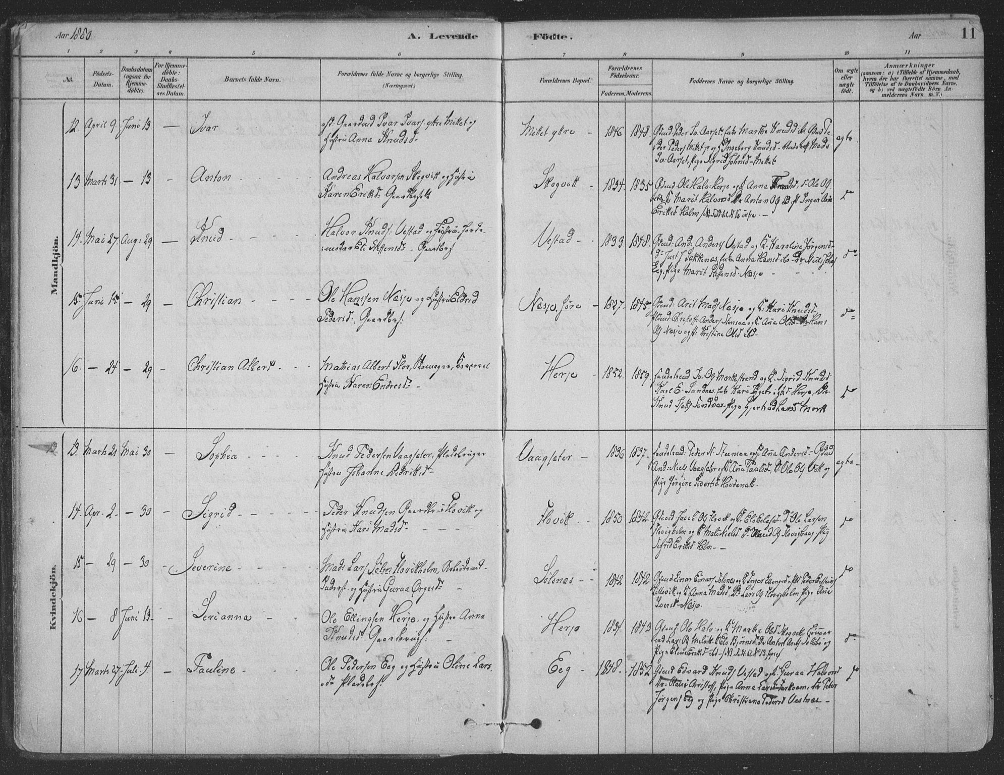 Ministerialprotokoller, klokkerbøker og fødselsregistre - Møre og Romsdal, AV/SAT-A-1454/547/L0604: Parish register (official) no. 547A06, 1878-1906, p. 11