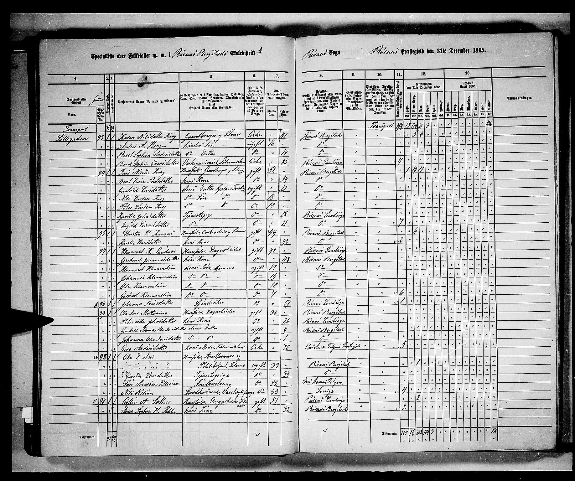 RA, 1865 census for Røros, 1865, p. 39