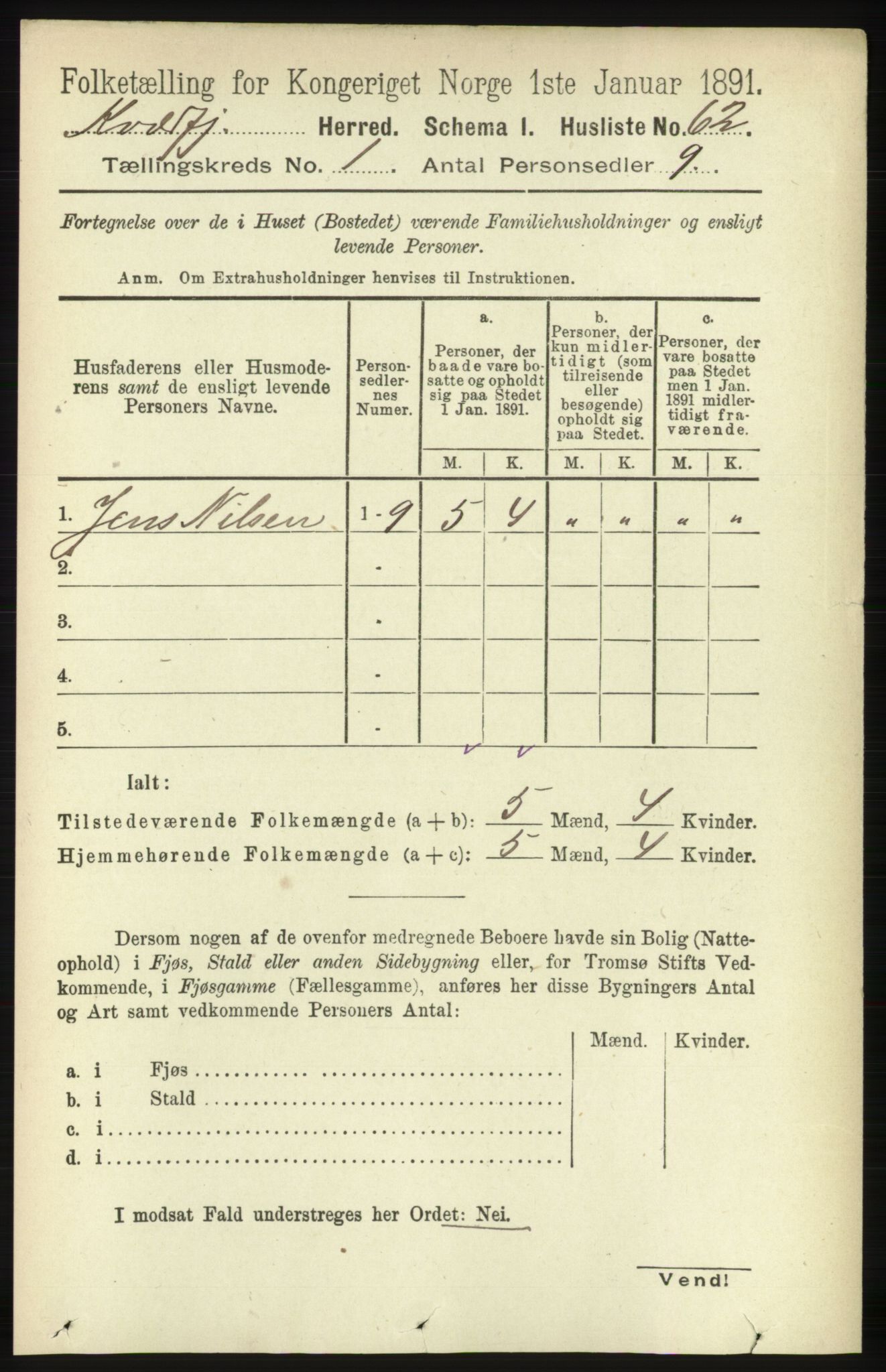 RA, 1891 census for 1911 Kvæfjord, 1891, p. 82