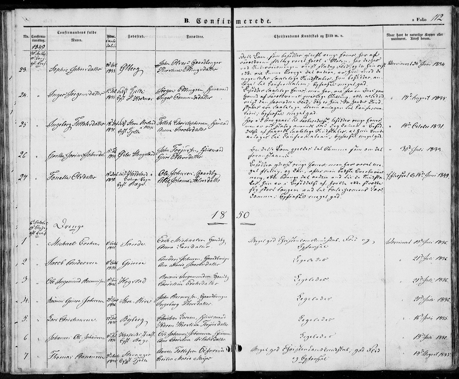 Håland sokneprestkontor, SAST/A-101802/001/30BA/L0006: Parish register (official) no. A 6, 1842-1853, p. 112