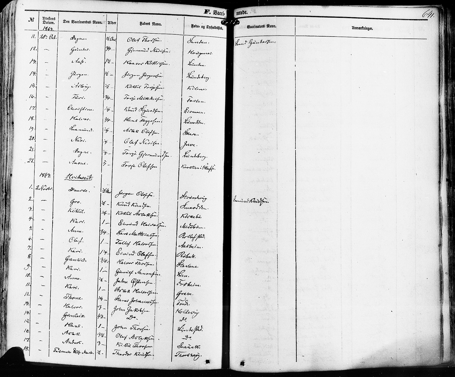 Kviteseid kirkebøker, SAKO/A-276/F/Fa/L0007: Parish register (official) no. I 7, 1859-1881, p. 641