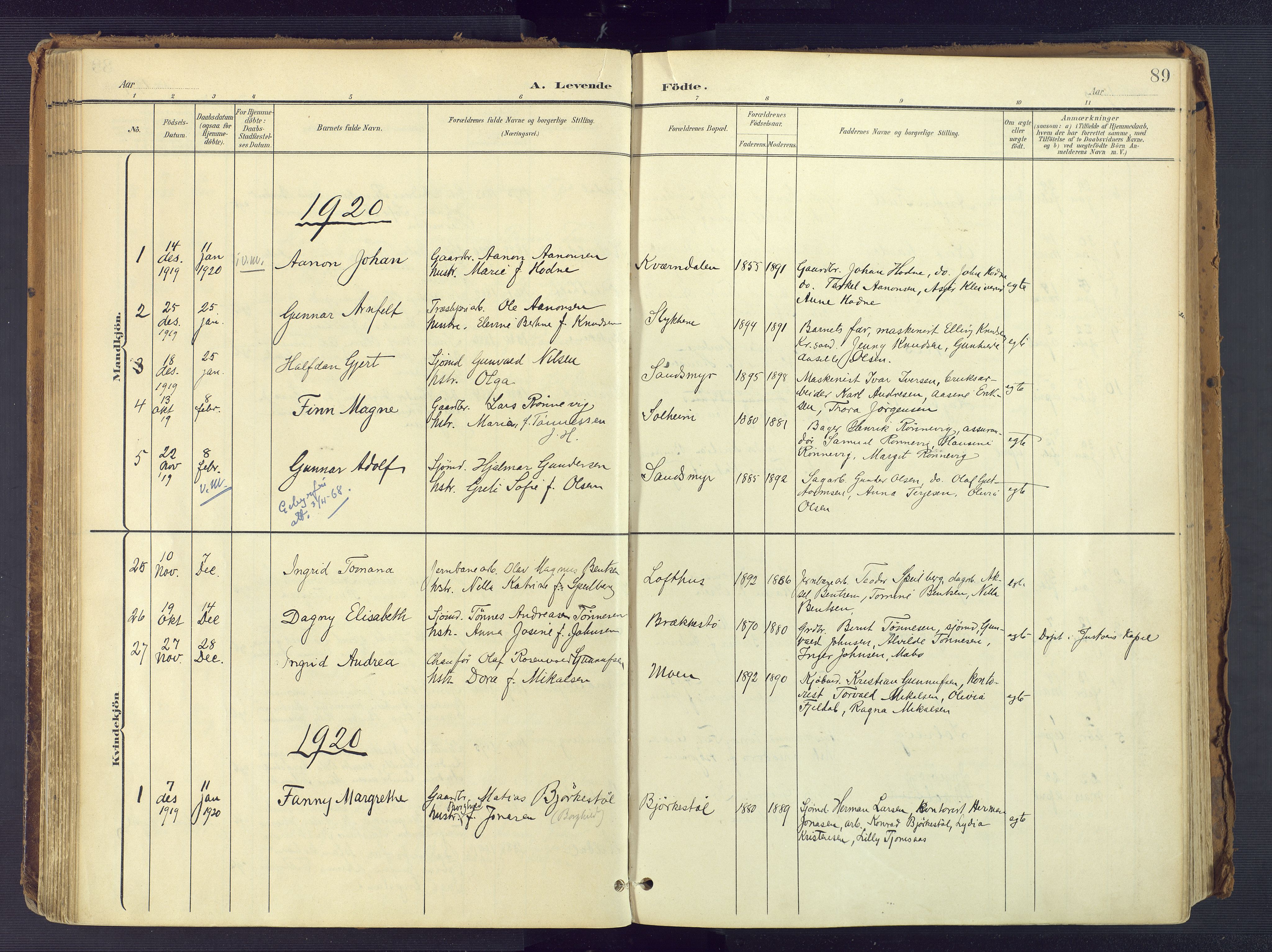Vestre Moland sokneprestkontor, SAK/1111-0046/F/Fa/Fab/L0010: Parish register (official) no. A 10, 1900-1926, p. 89