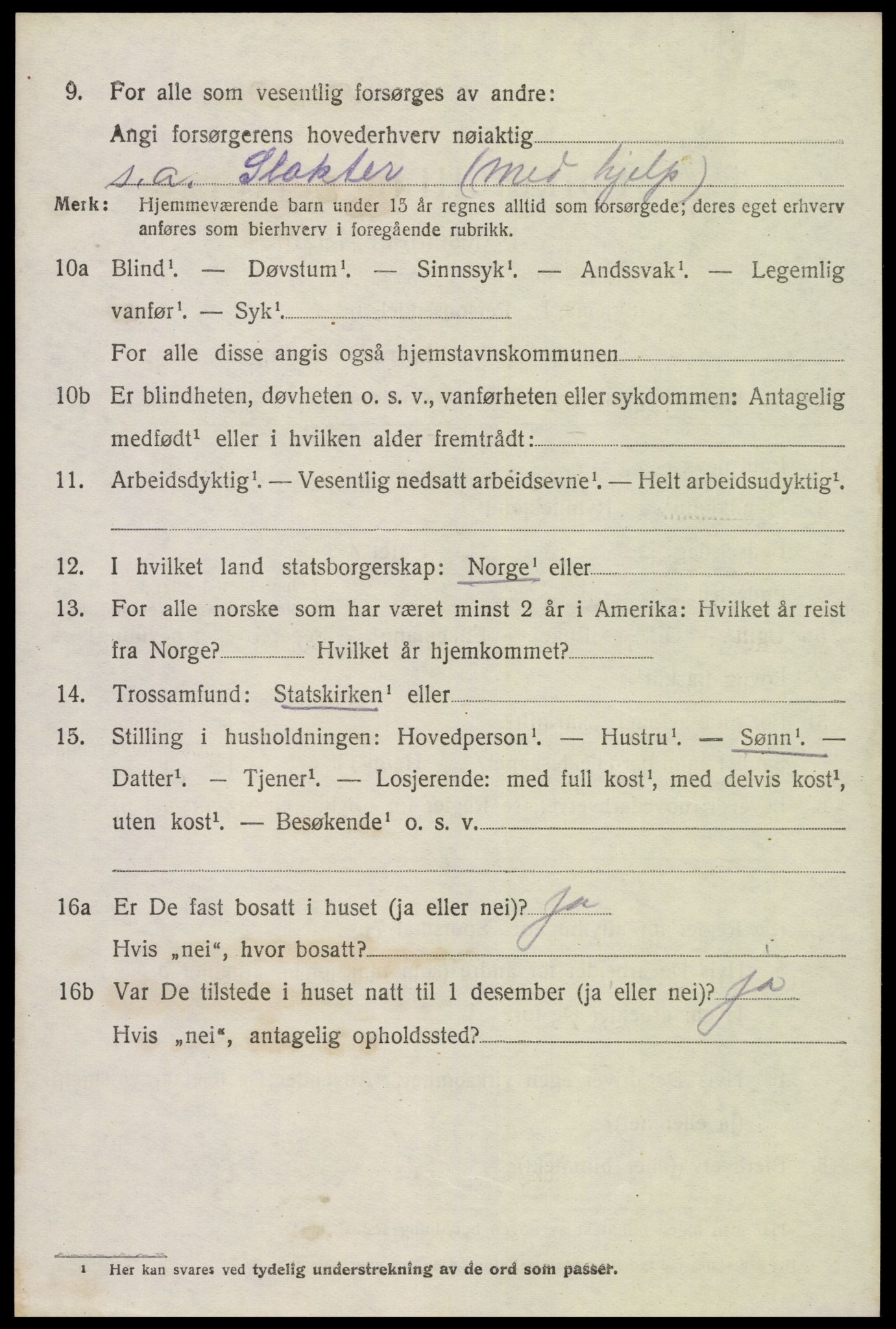 SAK, 1920 census for Øyestad, 1920, p. 5923