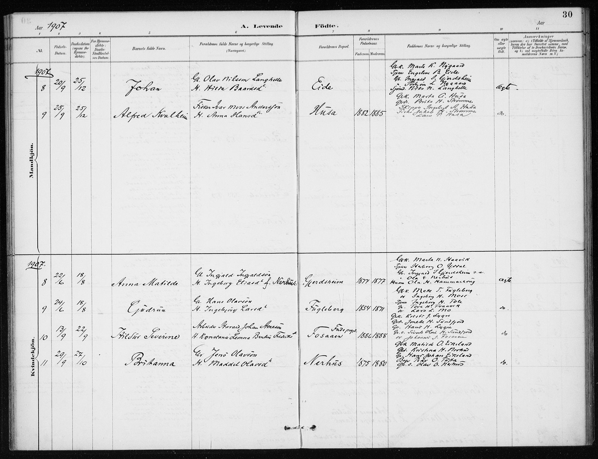 Kvinnherad sokneprestembete, SAB/A-76401/H/Haa: Parish register (official) no. E 1, 1887-1912, p. 30