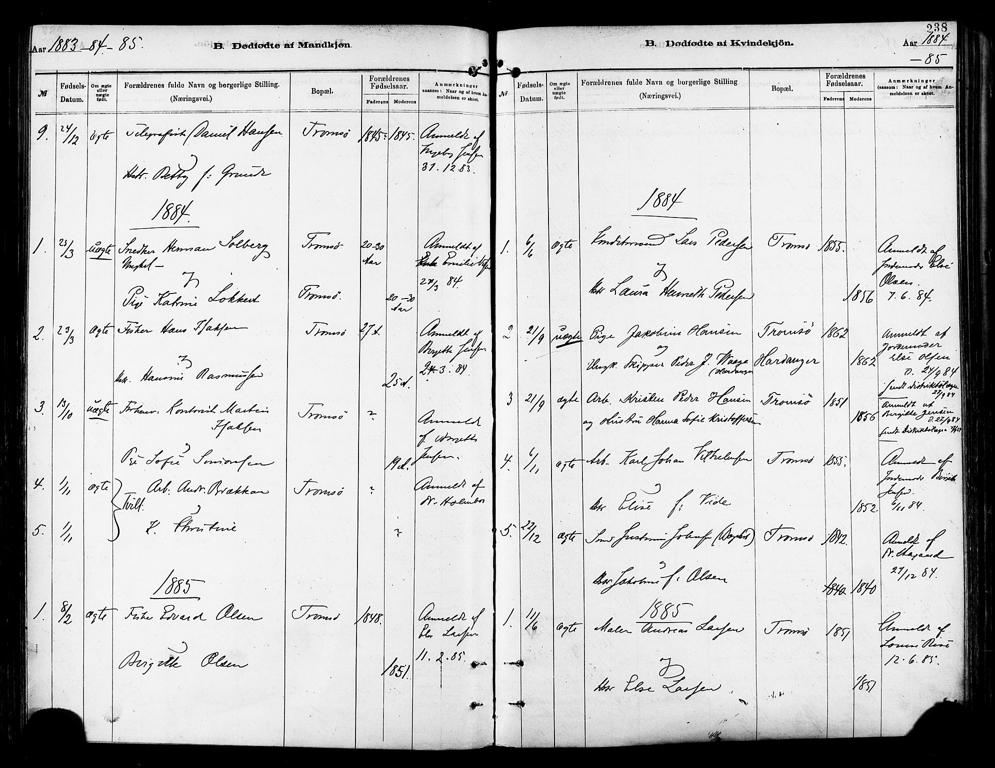 Tromsø sokneprestkontor/stiftsprosti/domprosti, SATØ/S-1343/G/Ga/L0014kirke: Parish register (official) no. 14, 1878-1888, p. 238