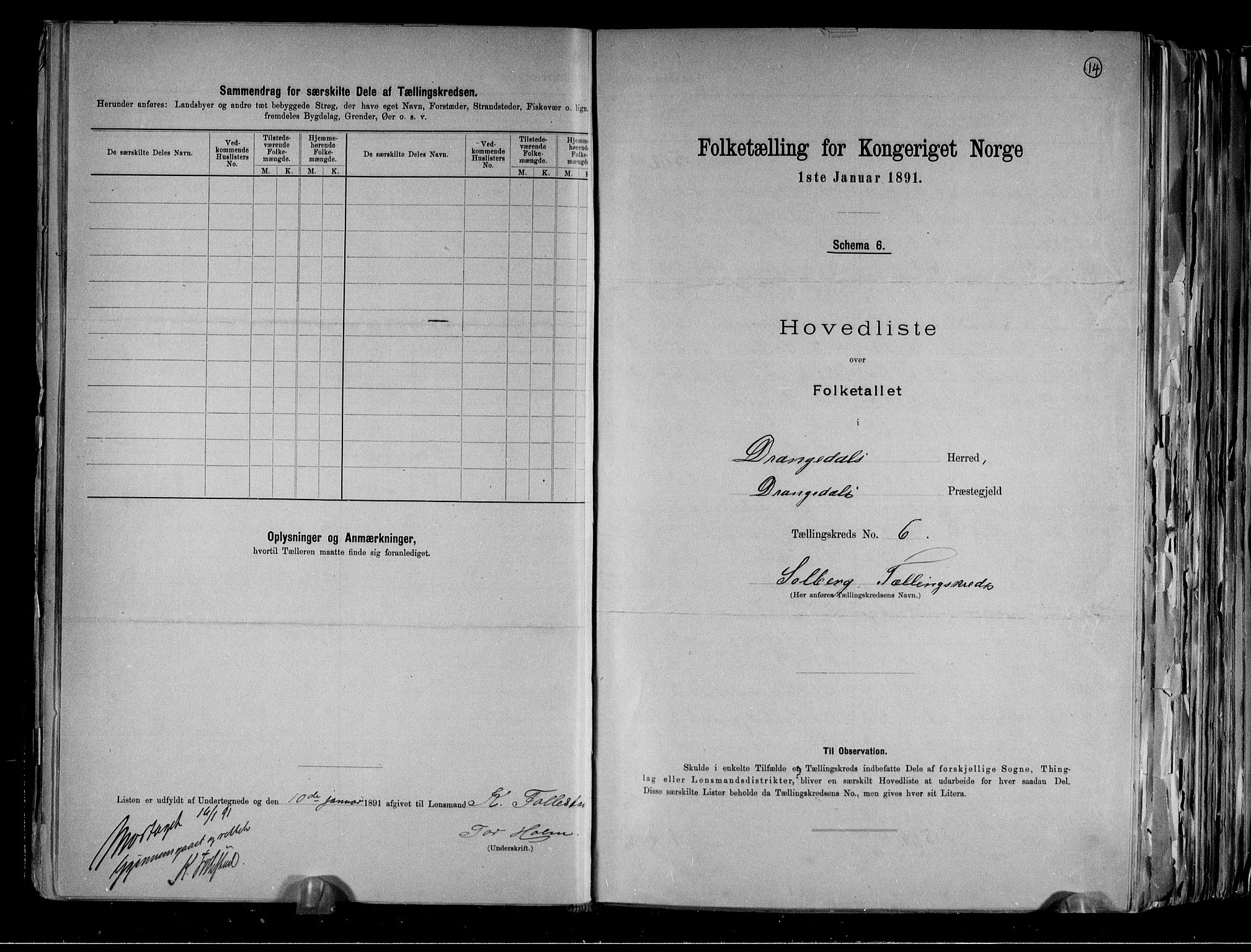 RA, 1891 census for 0817 Drangedal, 1891, p. 14
