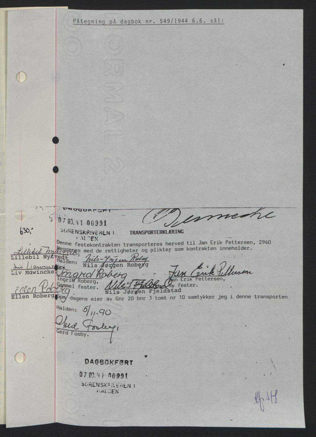 Idd og Marker sorenskriveri, AV/SAO-A-10283/G/Gb/Gbb/L0006: Mortgage book no. A6, 1943-1944, Diary no: : 549/1944