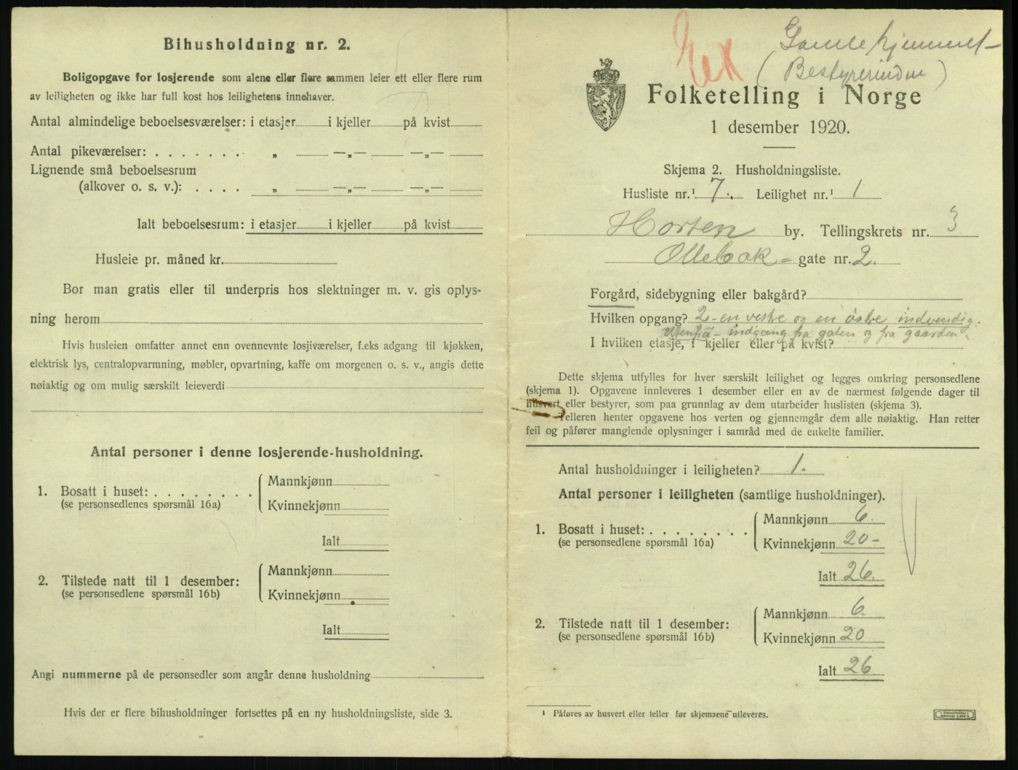 SAKO, 1920 census for Horten, 1920, p. 4157