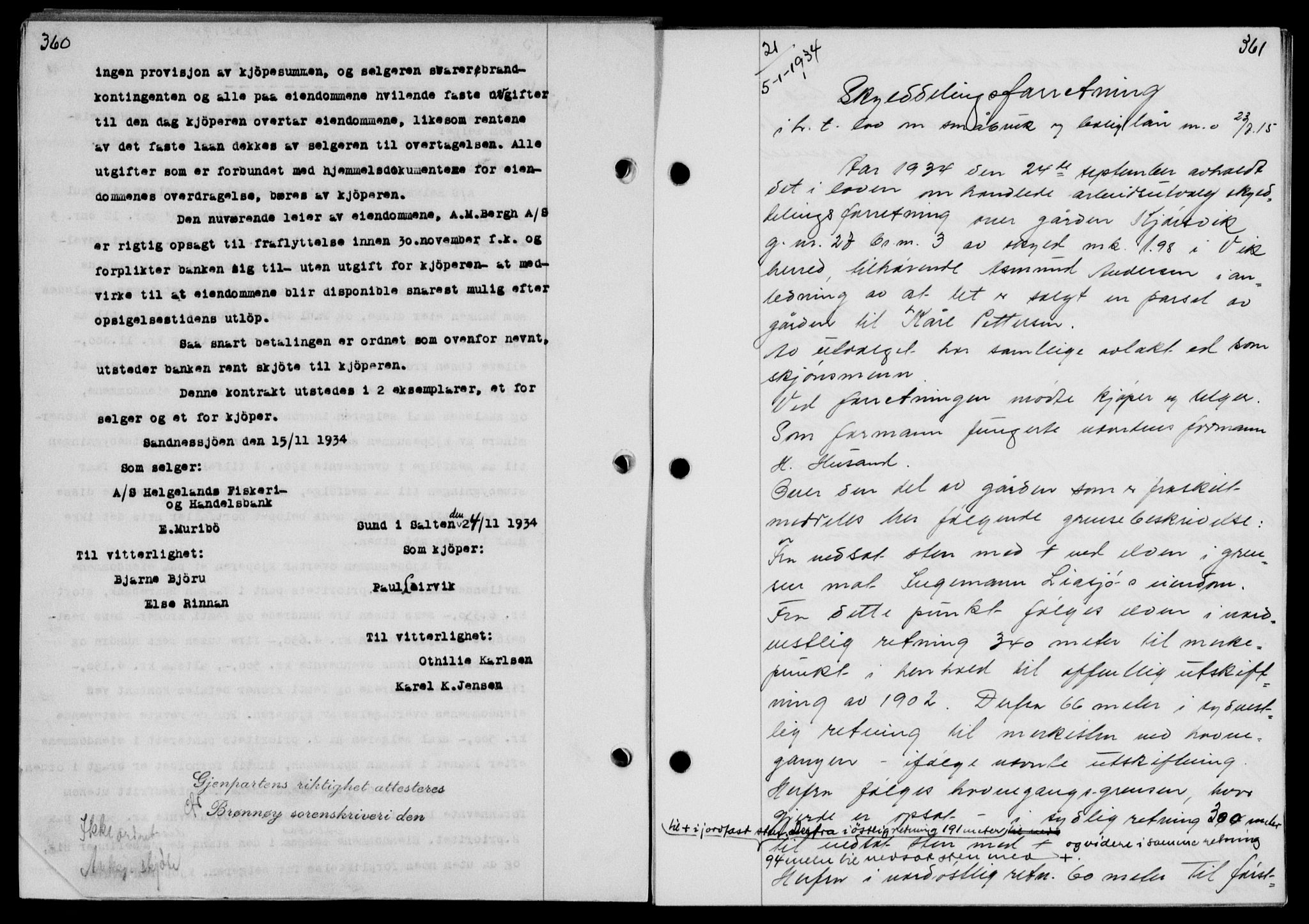 Brønnøy sorenskriveri, SAT/A-4170/1/2/2C/L0012: Mortgage book no. 12, 1934-1935, p. 360-361, Deed date: 05.01.1935