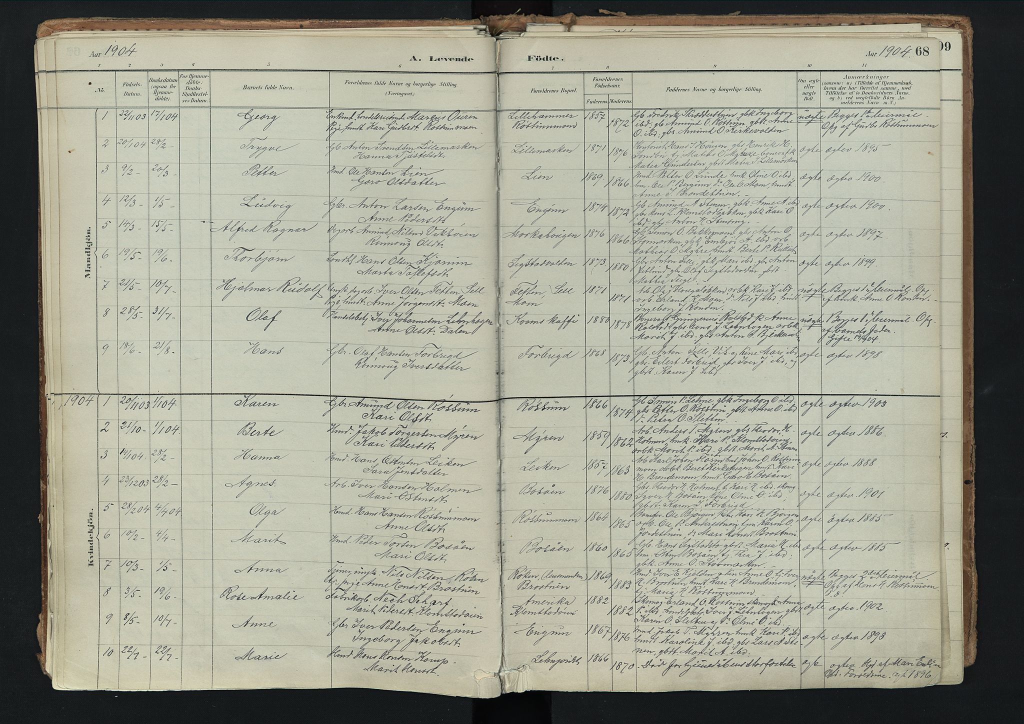 Nord-Fron prestekontor, SAH/PREST-080/H/Ha/Haa/L0003: Parish register (official) no. 3, 1884-1914, p. 68