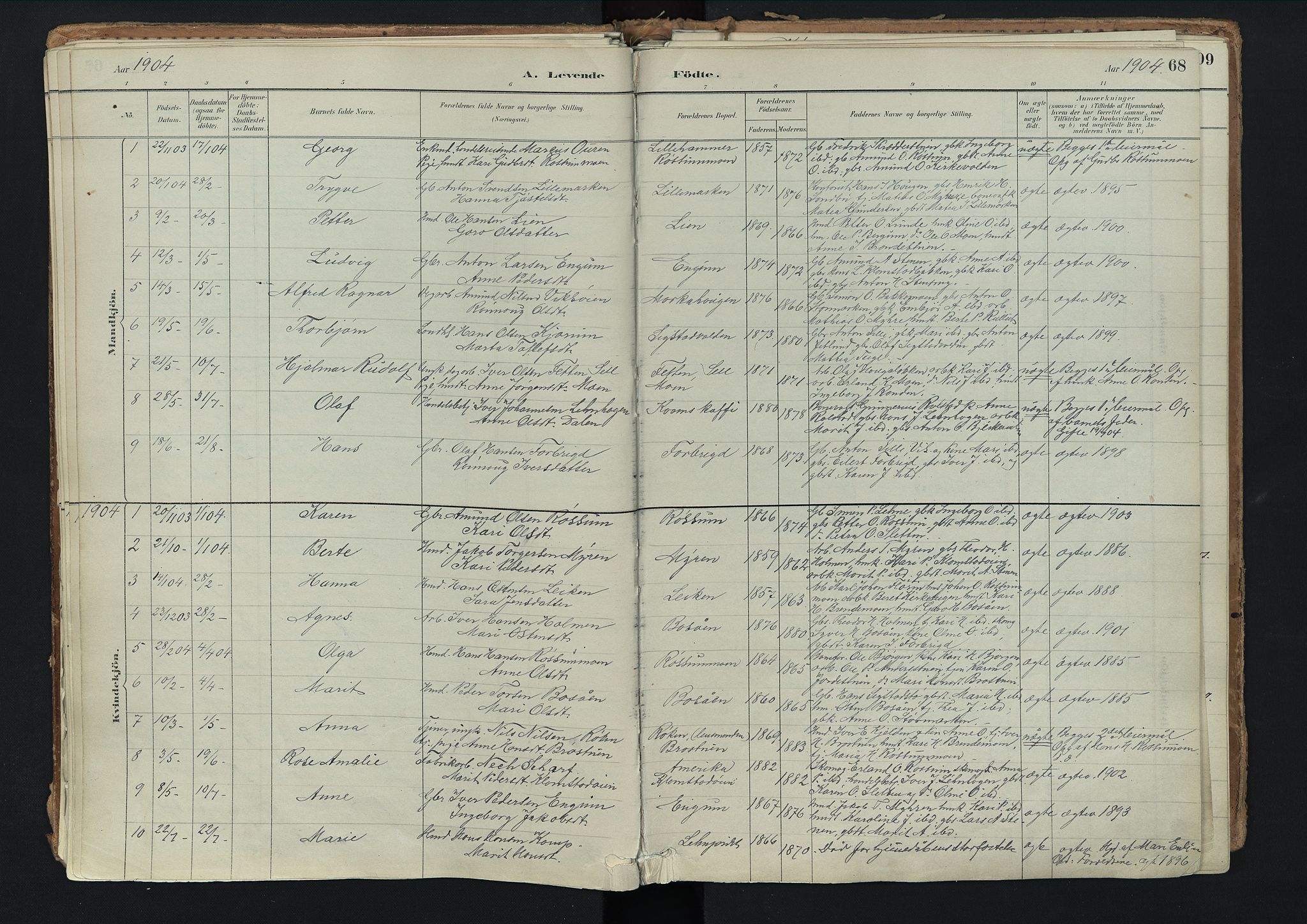 Nord-Fron prestekontor, AV/SAH-PREST-080/H/Ha/Haa/L0003: Parish register (official) no. 3, 1884-1914, p. 68