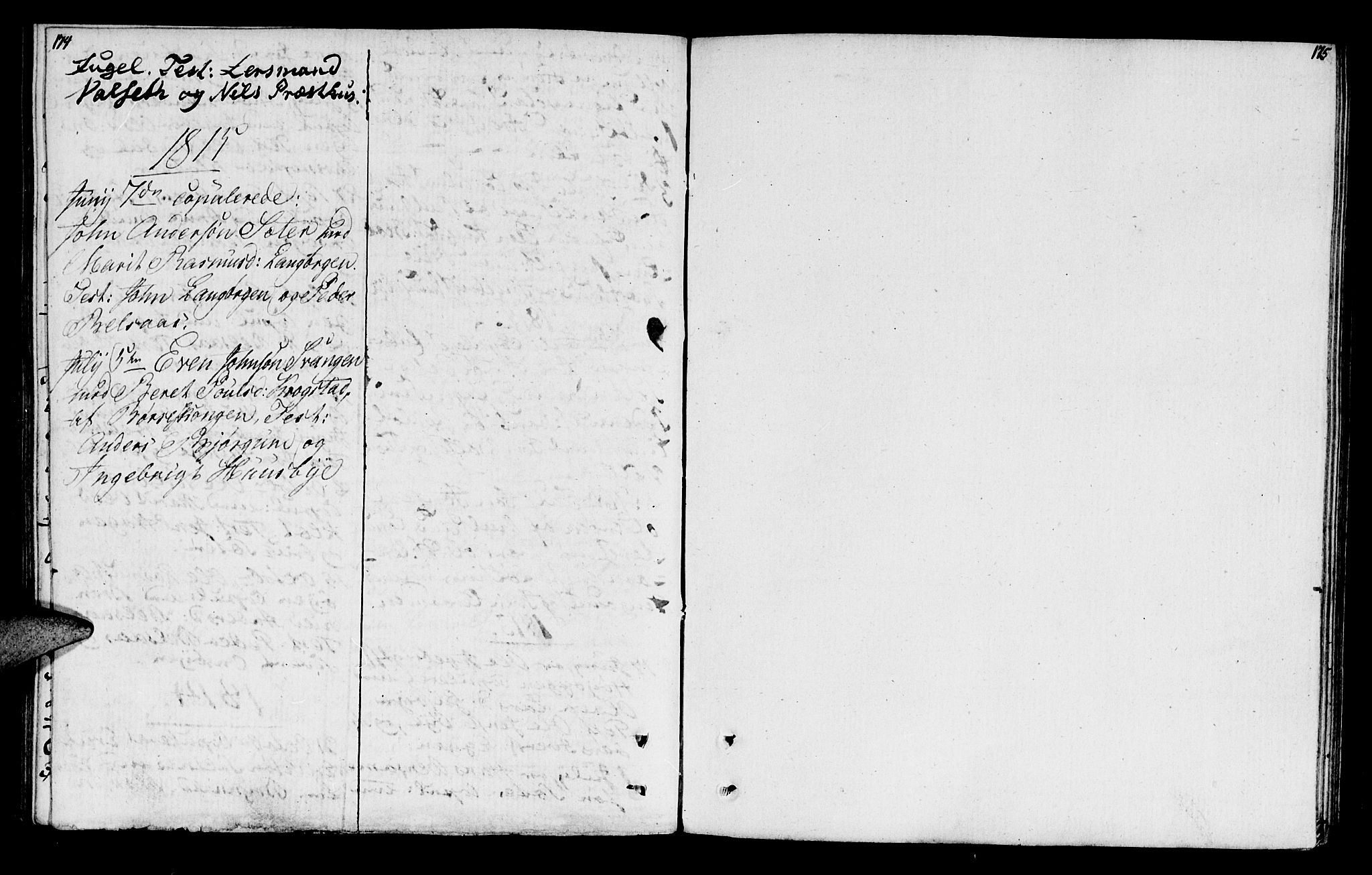 Ministerialprotokoller, klokkerbøker og fødselsregistre - Sør-Trøndelag, AV/SAT-A-1456/666/L0785: Parish register (official) no. 666A03, 1803-1816, p. 174-175