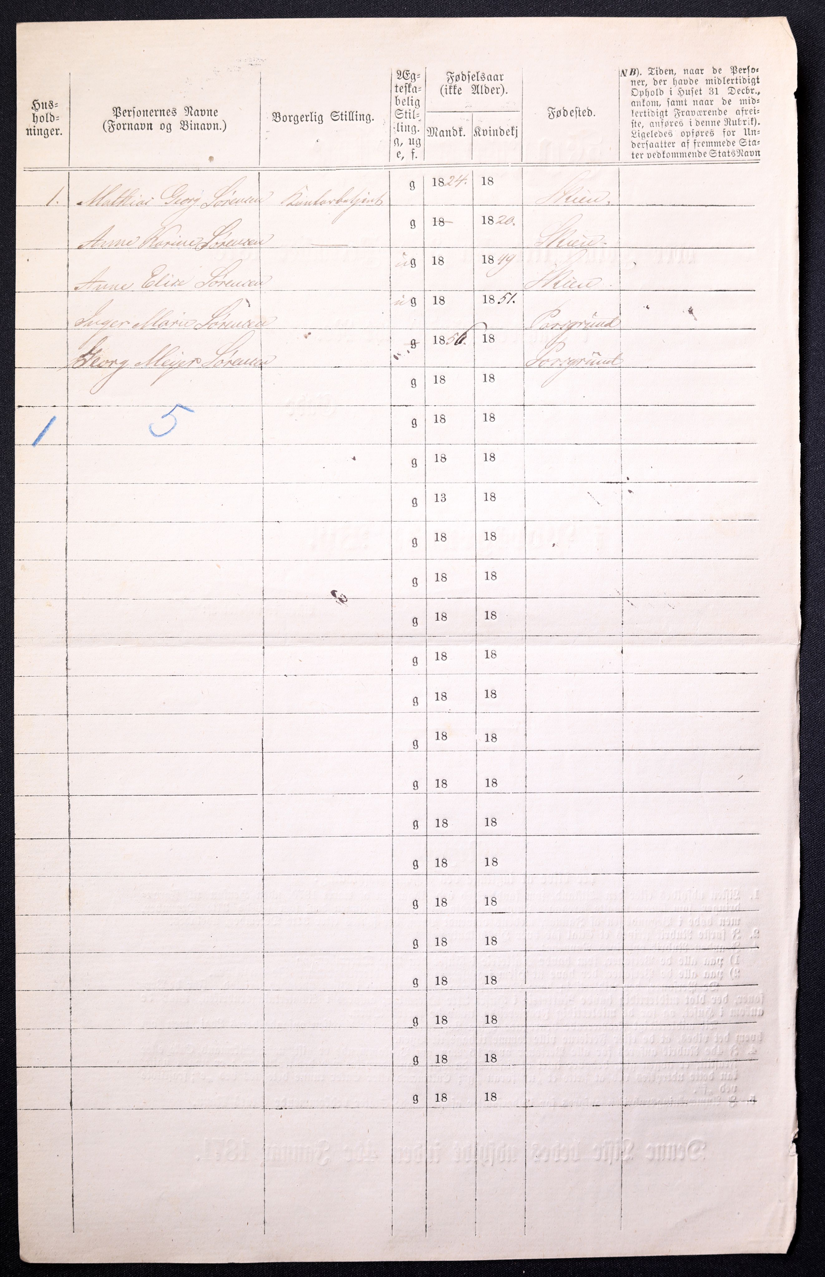 RA, 1870 census for 0805 Porsgrunn, 1870, p. 894