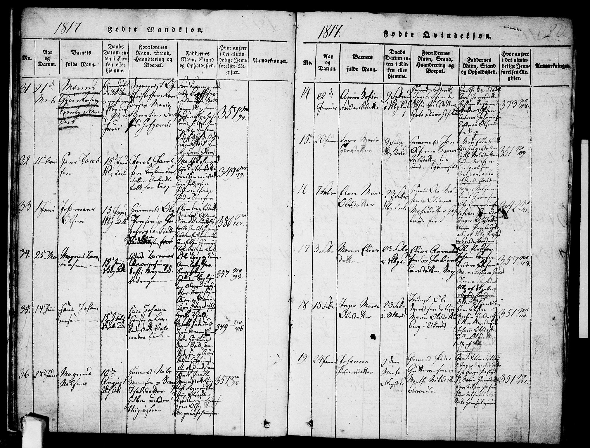 Skjeberg prestekontor Kirkebøker, SAO/A-10923/F/Fa/L0004: Parish register (official) no. I 4, 1815-1830, p. 20