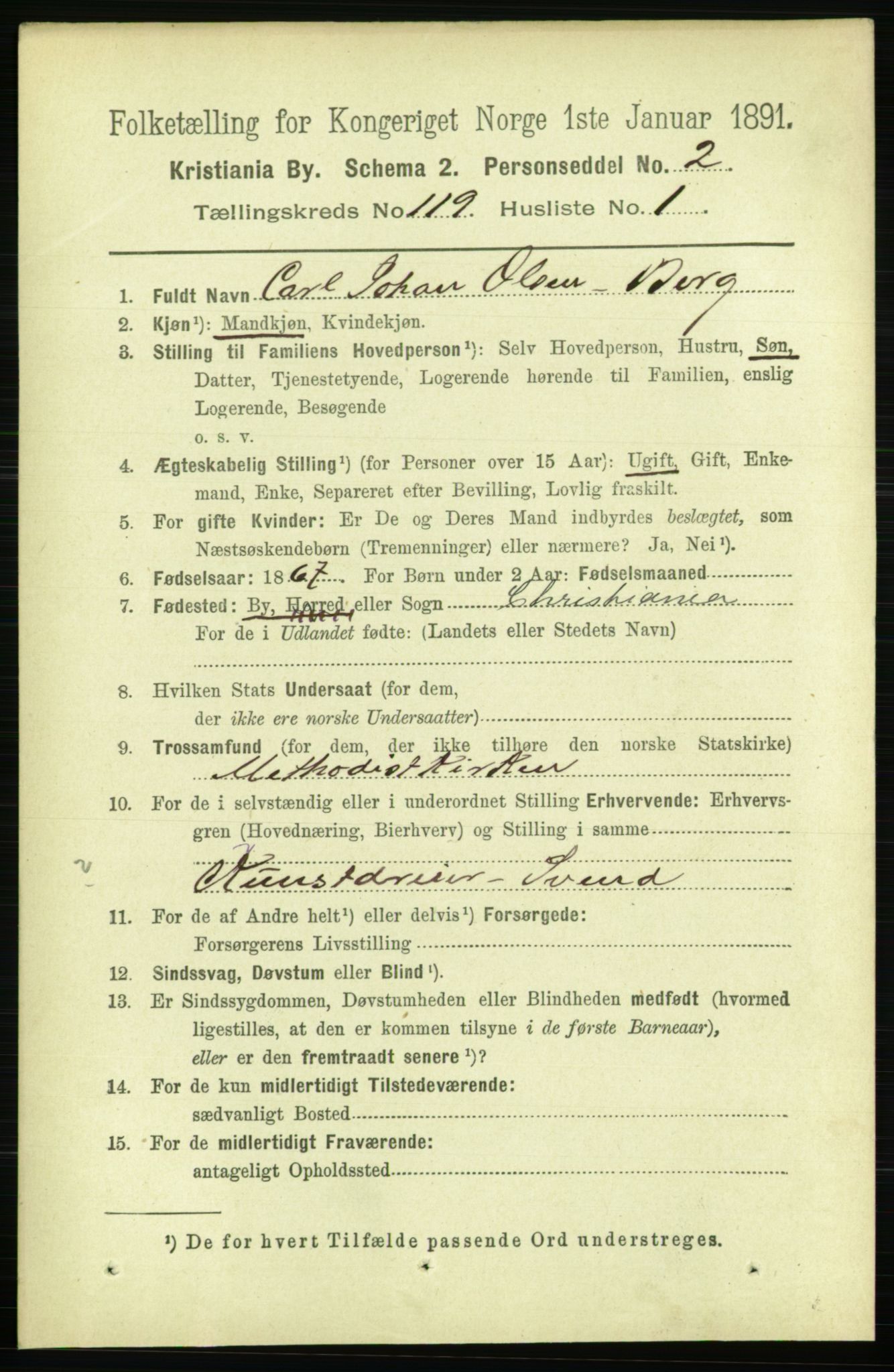 RA, 1891 census for 0301 Kristiania, 1891, p. 63724