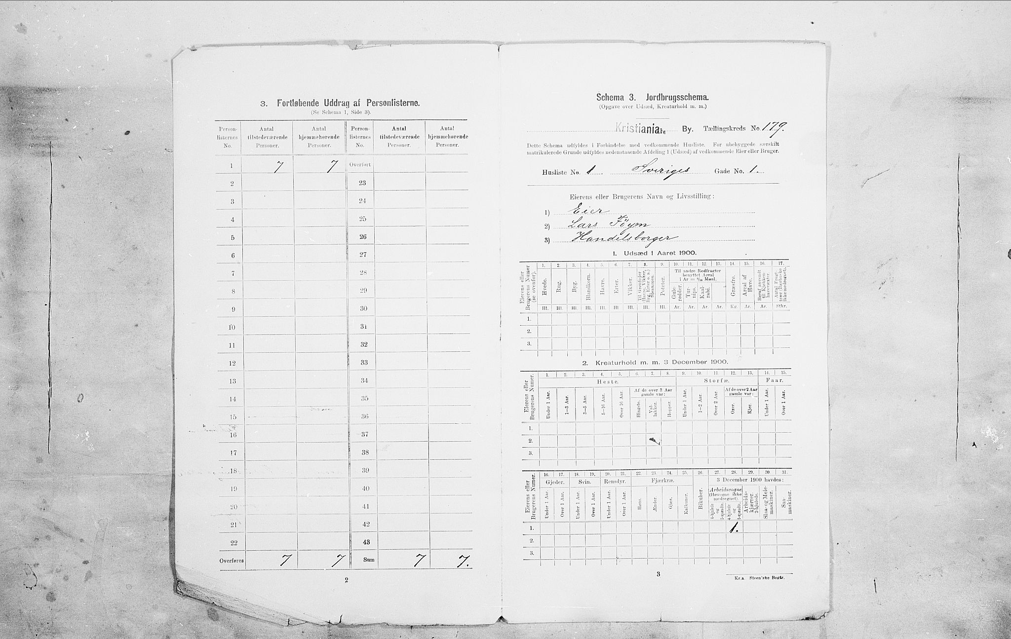 SAO, 1900 census for Kristiania, 1900, p. 94582