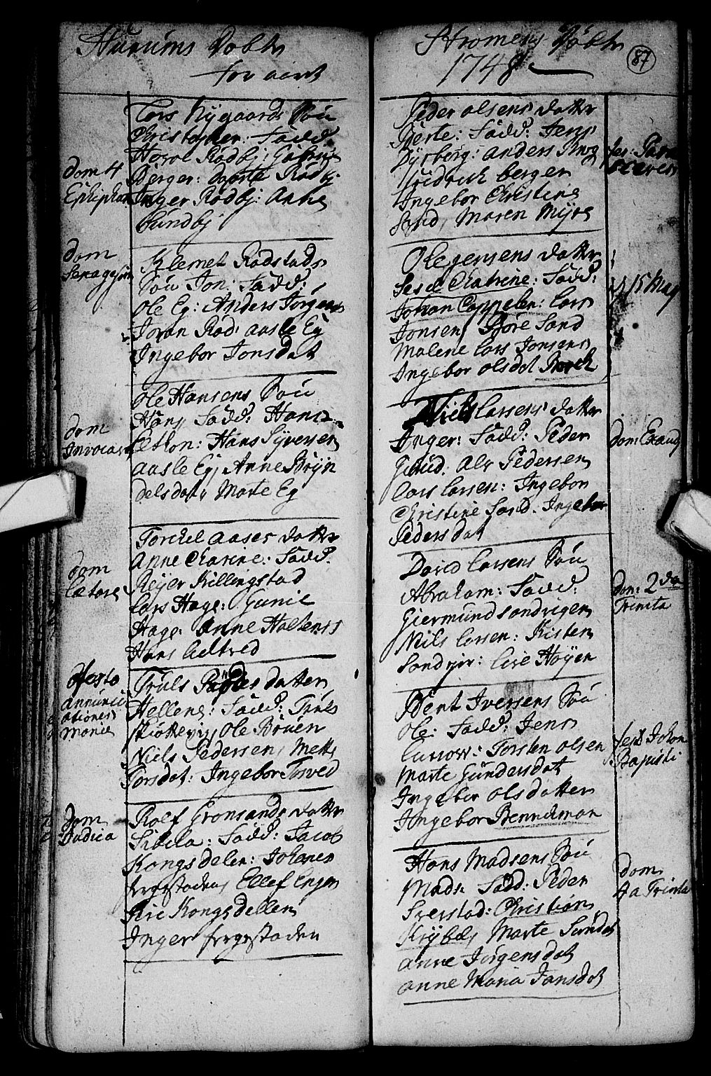 Hurum kirkebøker, SAKO/A-229/F/Fa/L0002: Parish register (official) no. 2, 1733-1757, p. 87