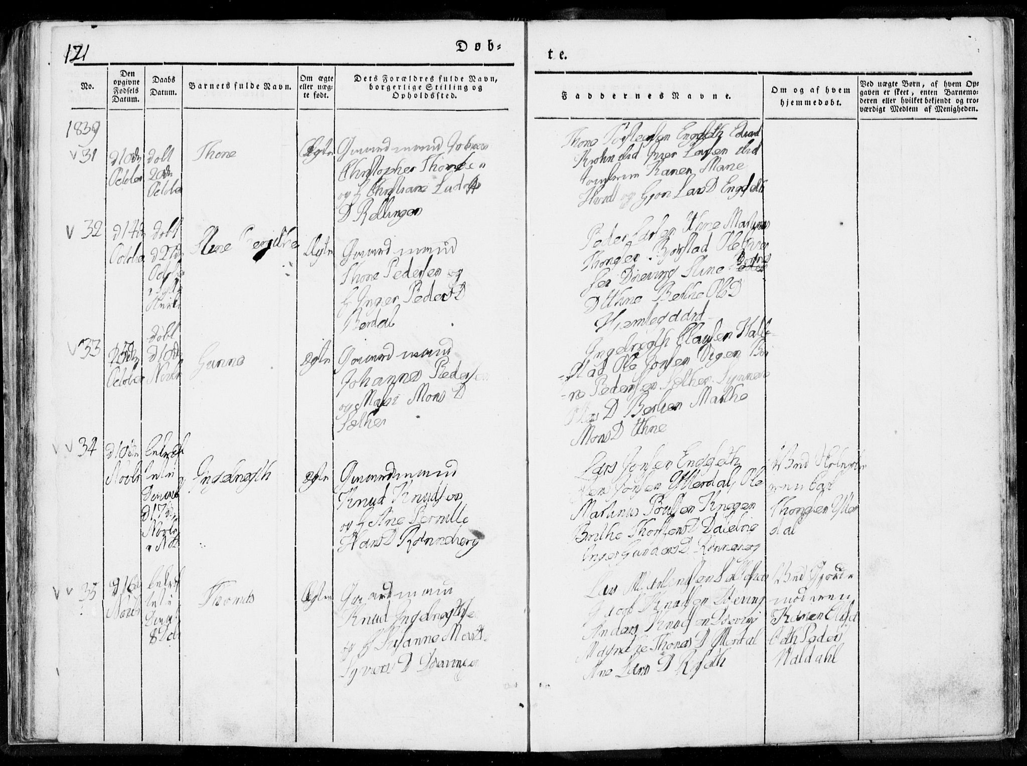 Ministerialprotokoller, klokkerbøker og fødselsregistre - Møre og Romsdal, AV/SAT-A-1454/519/L0247: Parish register (official) no. 519A06, 1827-1846, p. 121