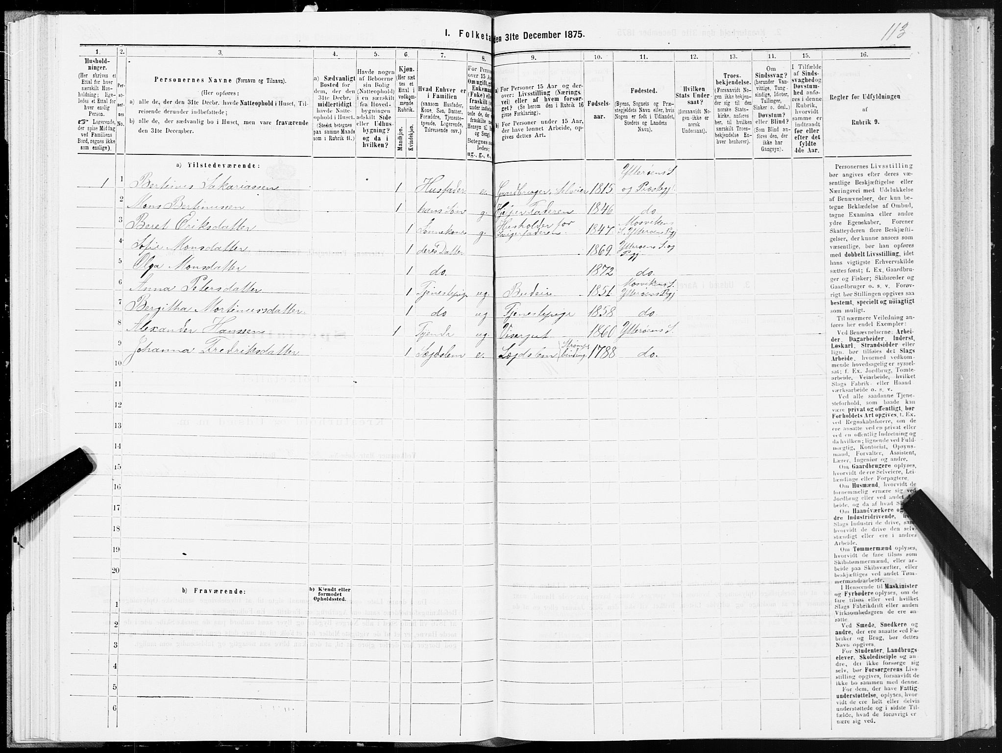 SAT, 1875 census for 1722P Ytterøy, 1875, p. 2113