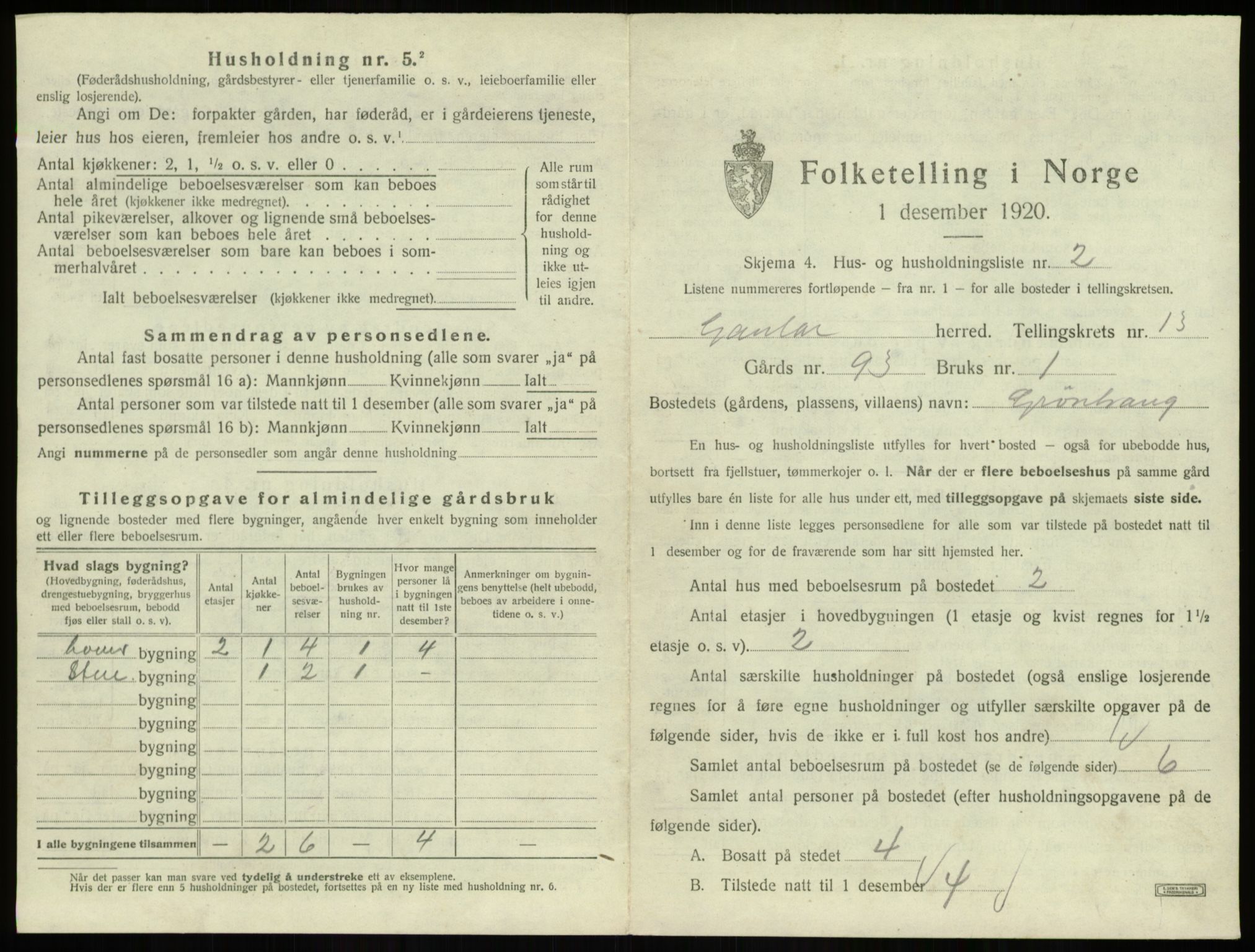 SAB, 1920 census for Gaular, 1920, p. 948