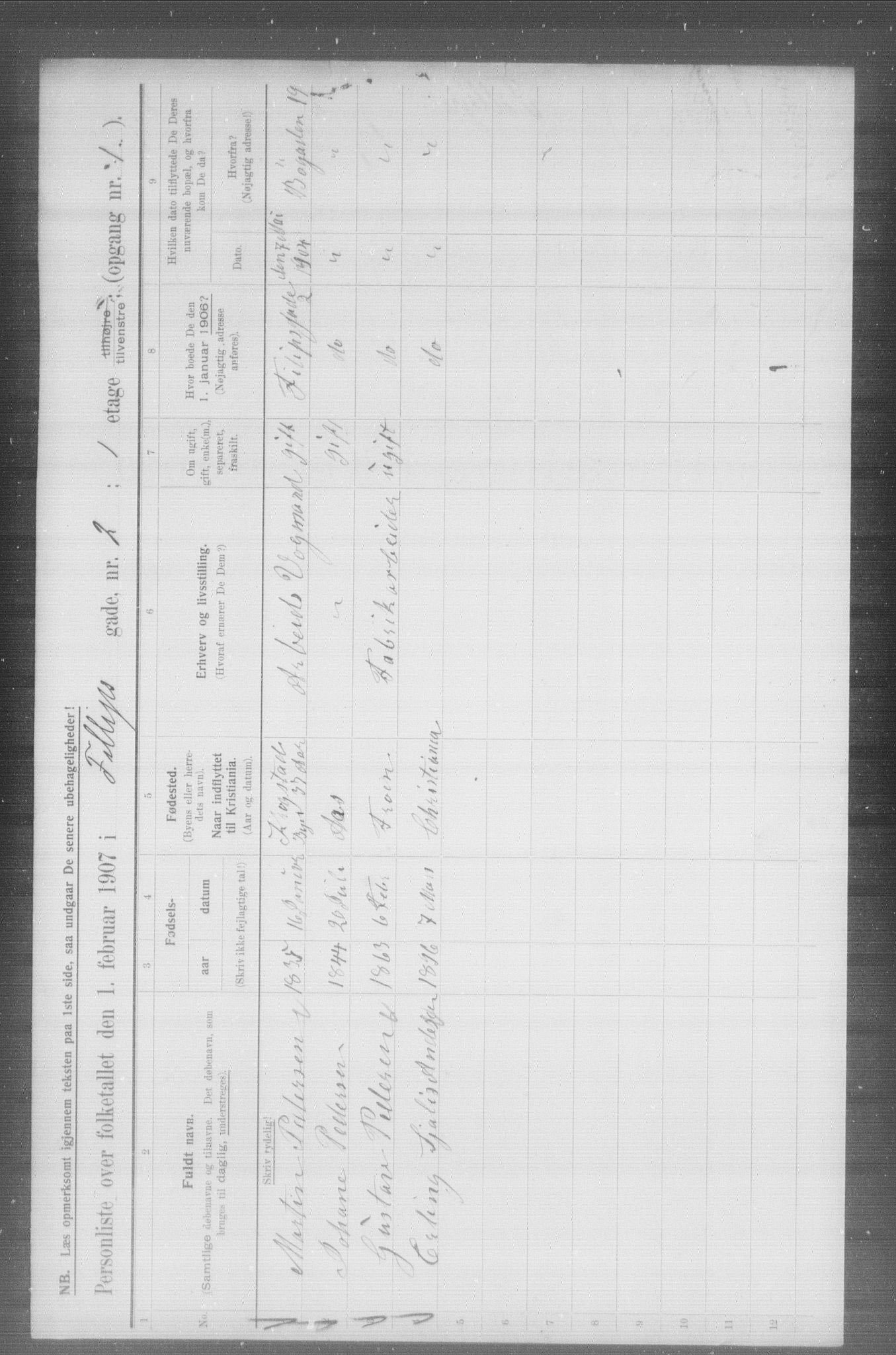 OBA, Municipal Census 1907 for Kristiania, 1907, p. 12298