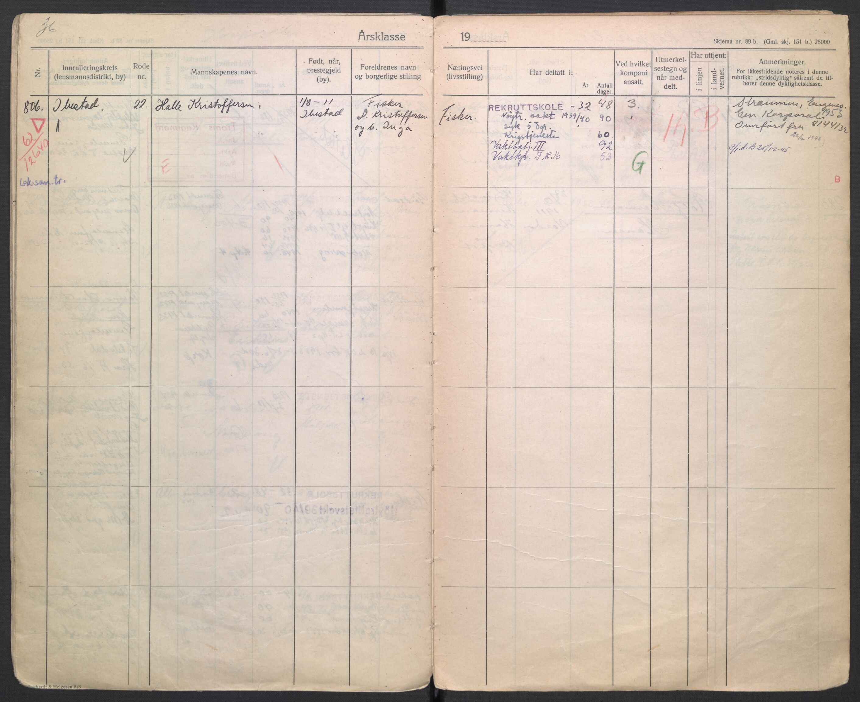 Forsvaret, Troms infanteriregiment nr. 16, AV/RA-RAFA-3146/P/Pa/L0006/0001: Ruller / Rulle for Trondenes bataljons menige mannskaper, årsklasse 1932, 1932, p. 36