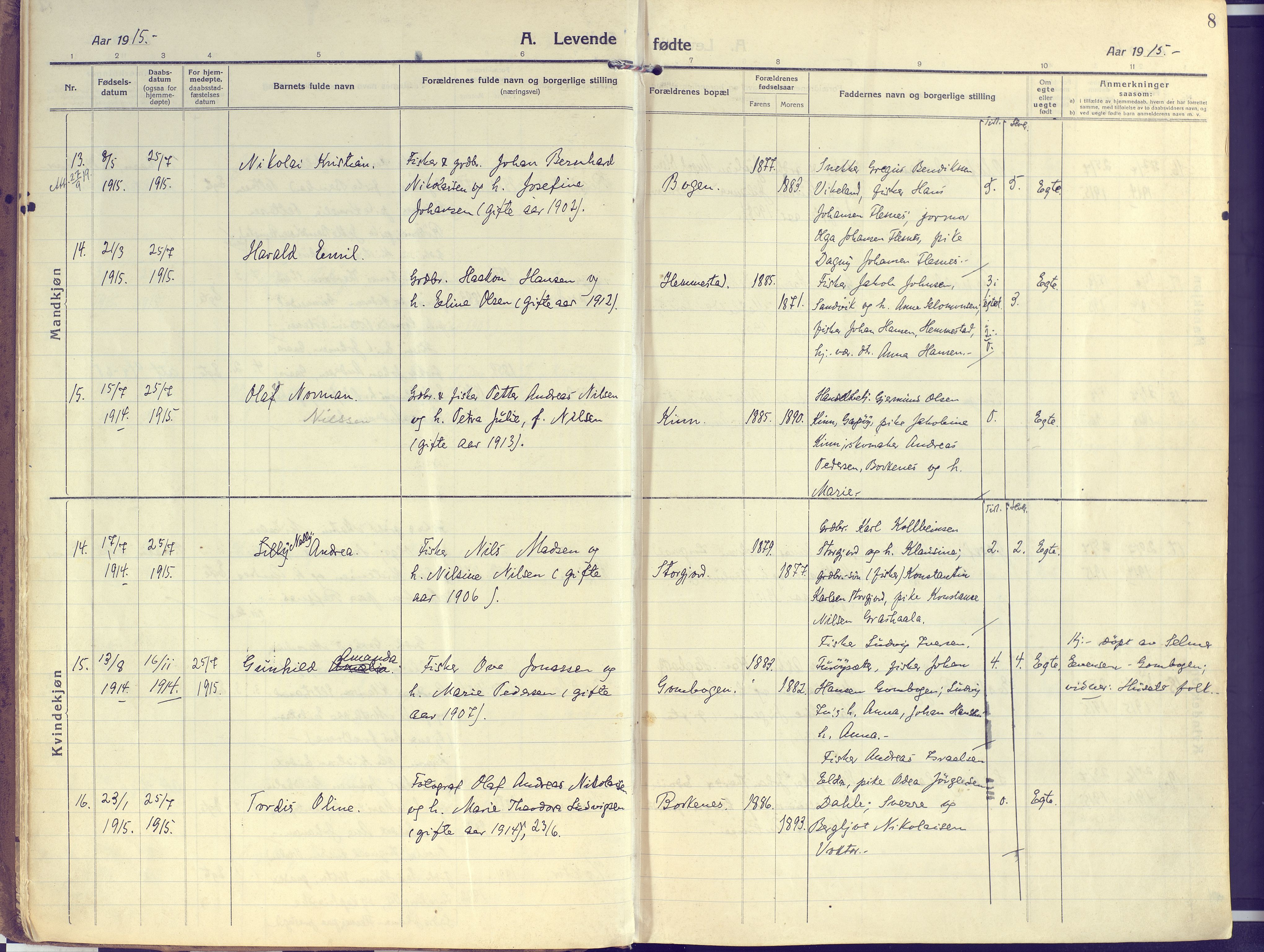 Kvæfjord sokneprestkontor, AV/SATØ-S-1323/G/Ga/Gaa/L0007kirke: Parish register (official) no. 7, 1915-1931, p. 8