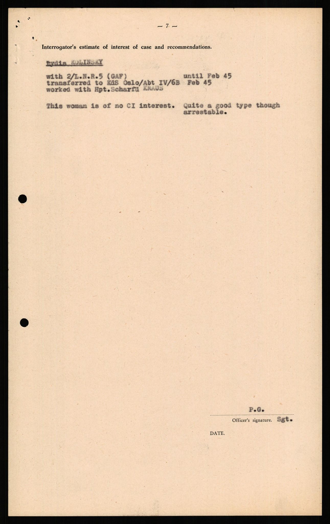 Forsvaret, Forsvarets overkommando II, AV/RA-RAFA-3915/D/Db/L0017: CI Questionaires. Tyske okkupasjonsstyrker i Norge. Tyskere., 1945-1946, p. 478