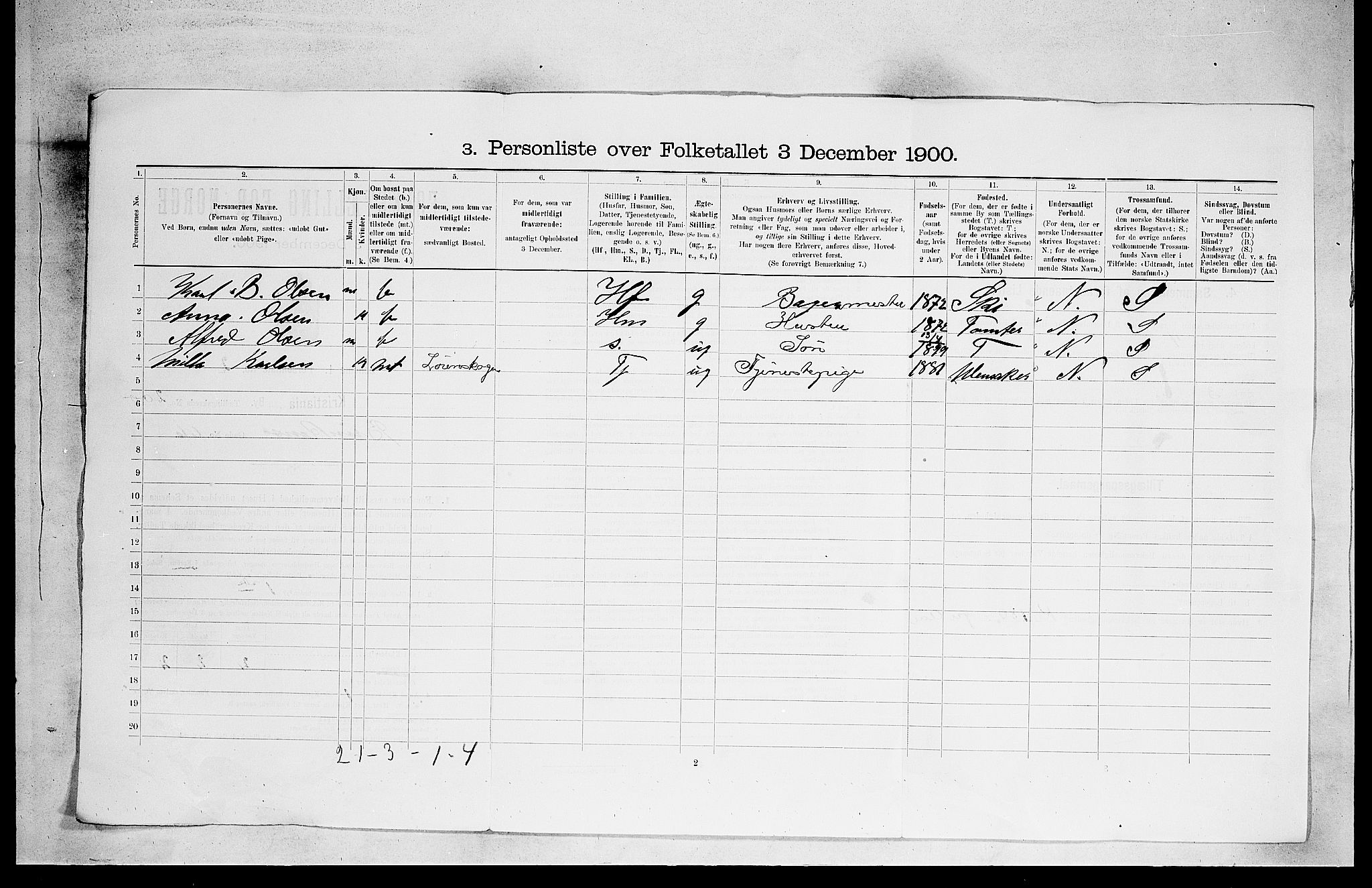 SAO, 1900 census for Kristiania, 1900, p. 8399