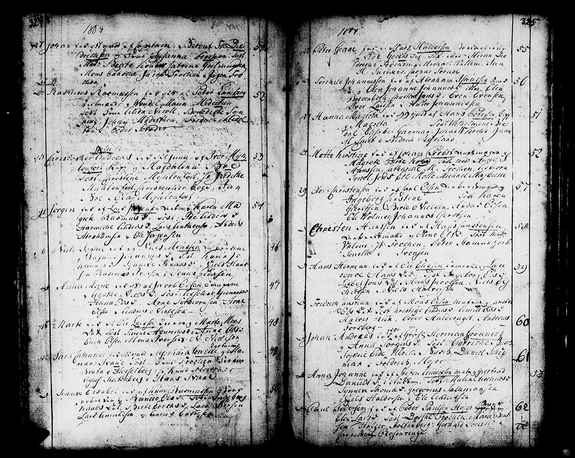 Domkirken sokneprestembete, AV/SAB-A-74801/H/Haa/L0004: Parish register (official) no. A 4, 1763-1820, p. 324-325