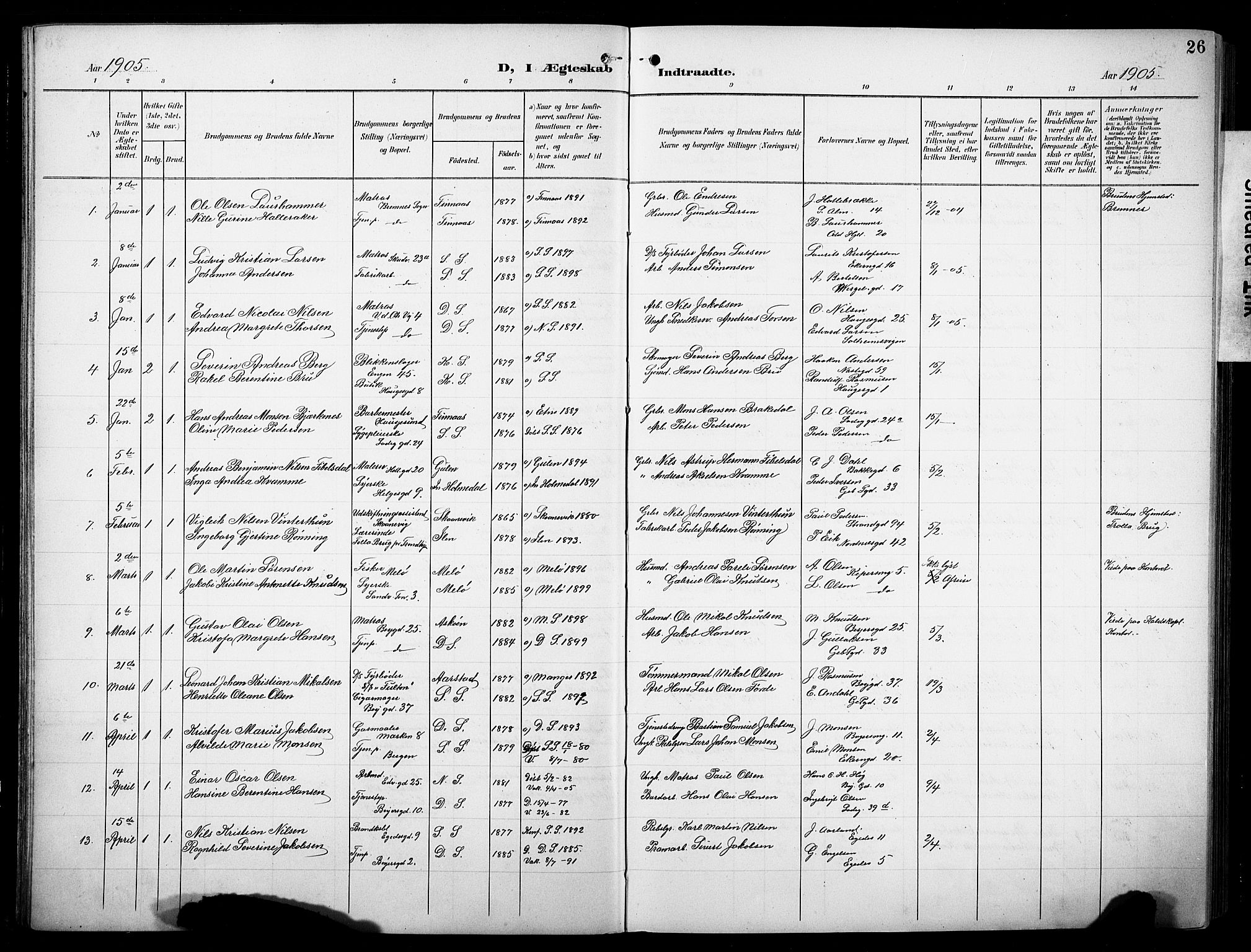 Sandviken Sokneprestembete, AV/SAB-A-77601/H/Hb/L0014: Parish register (copy) no. D 1, 1902-1929, p. 26