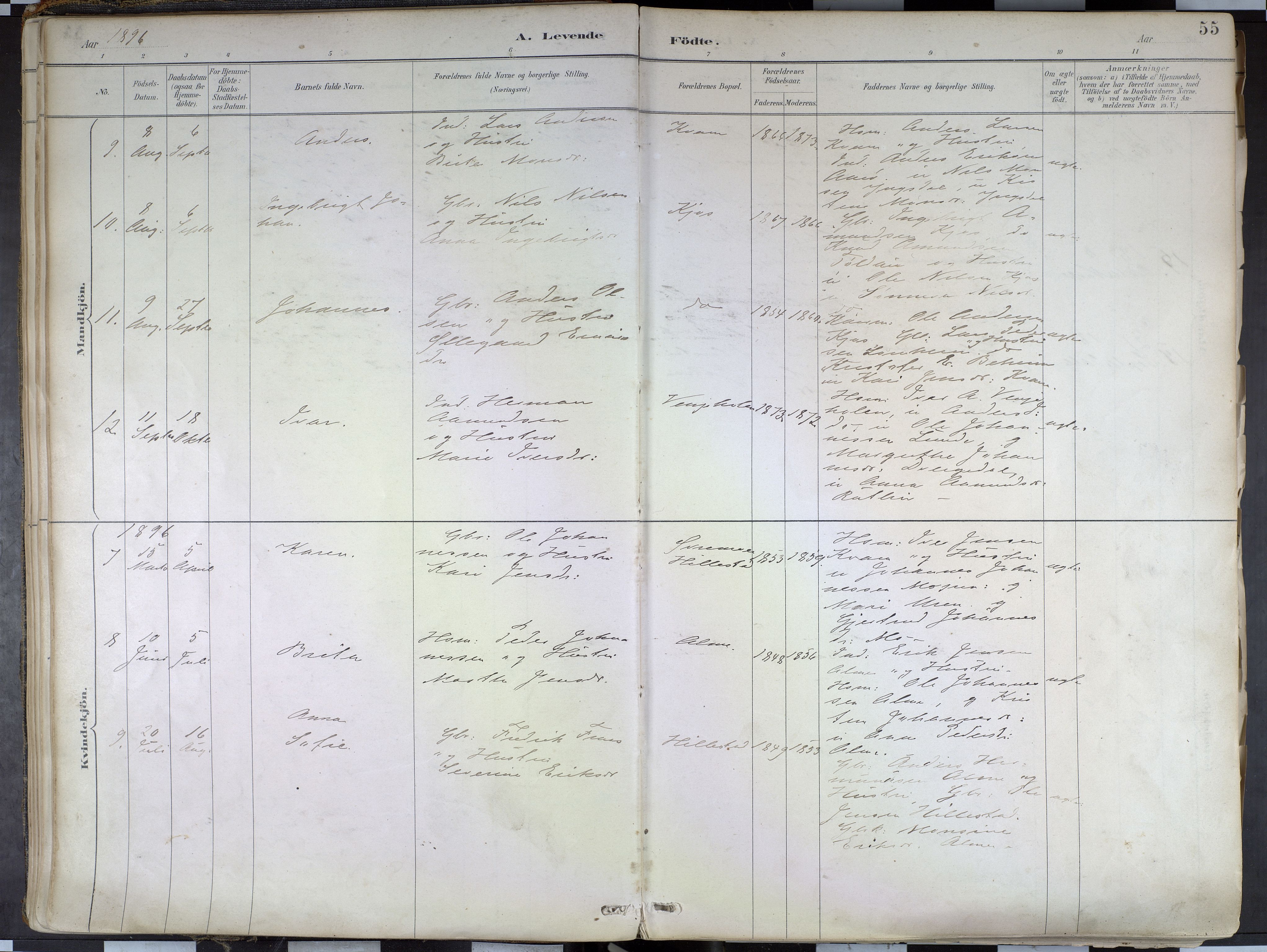 Hafslo sokneprestembete, AV/SAB-A-80301/H/Haa/Haab/L0001: Parish register (official) no. B 1, 1886-1945, p. 55