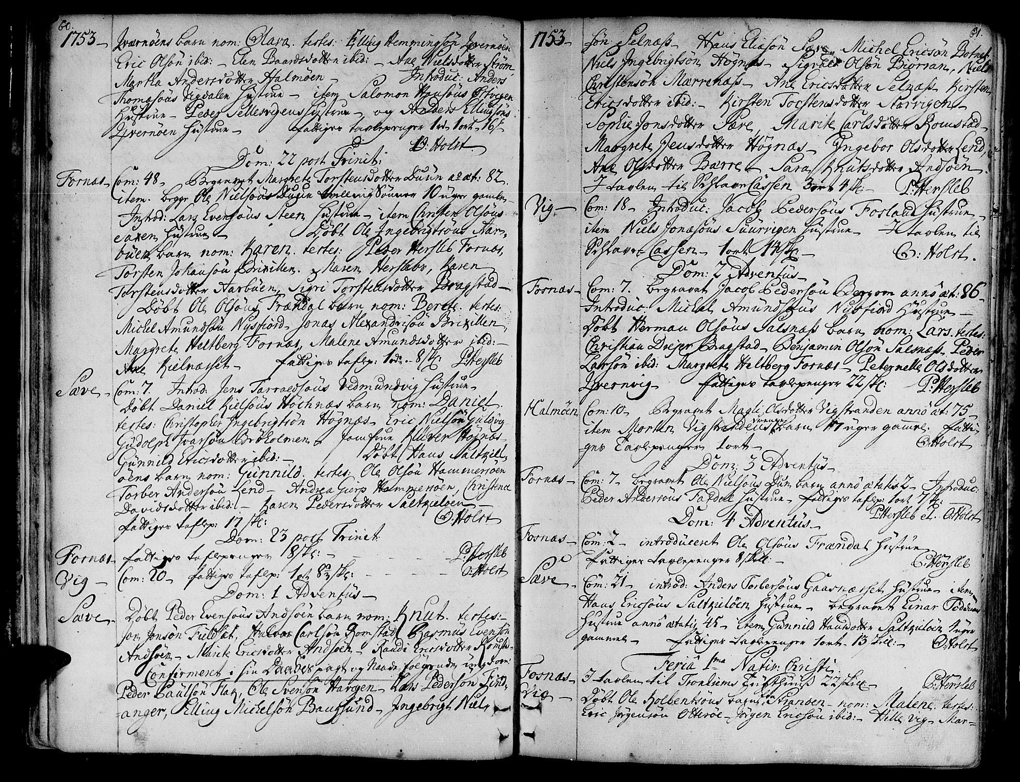 Ministerialprotokoller, klokkerbøker og fødselsregistre - Nord-Trøndelag, SAT/A-1458/773/L0607: Parish register (official) no. 773A01, 1751-1783, p. 60-61
