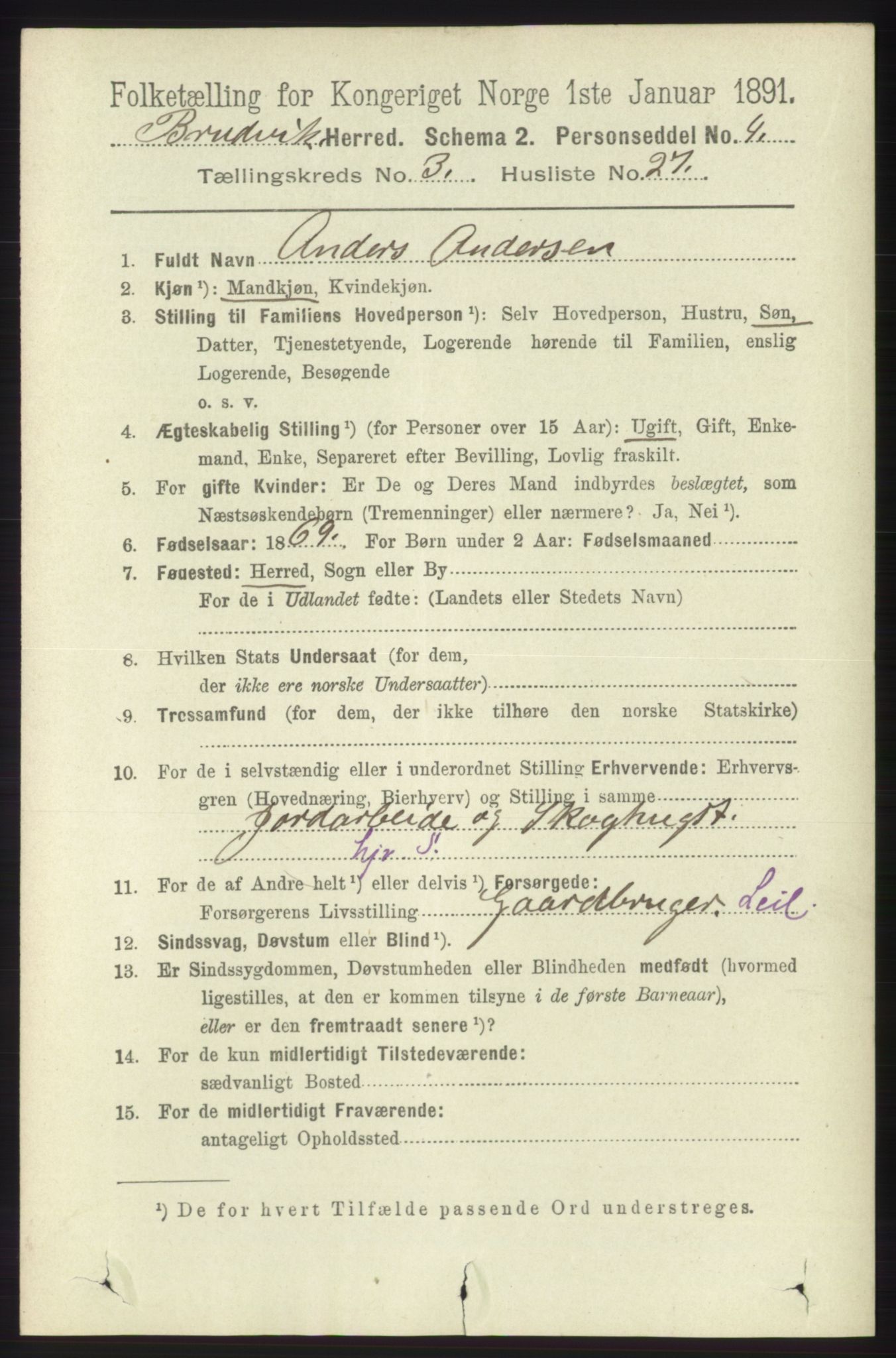 RA, 1891 census for 1251 Bruvik, 1891, p. 971