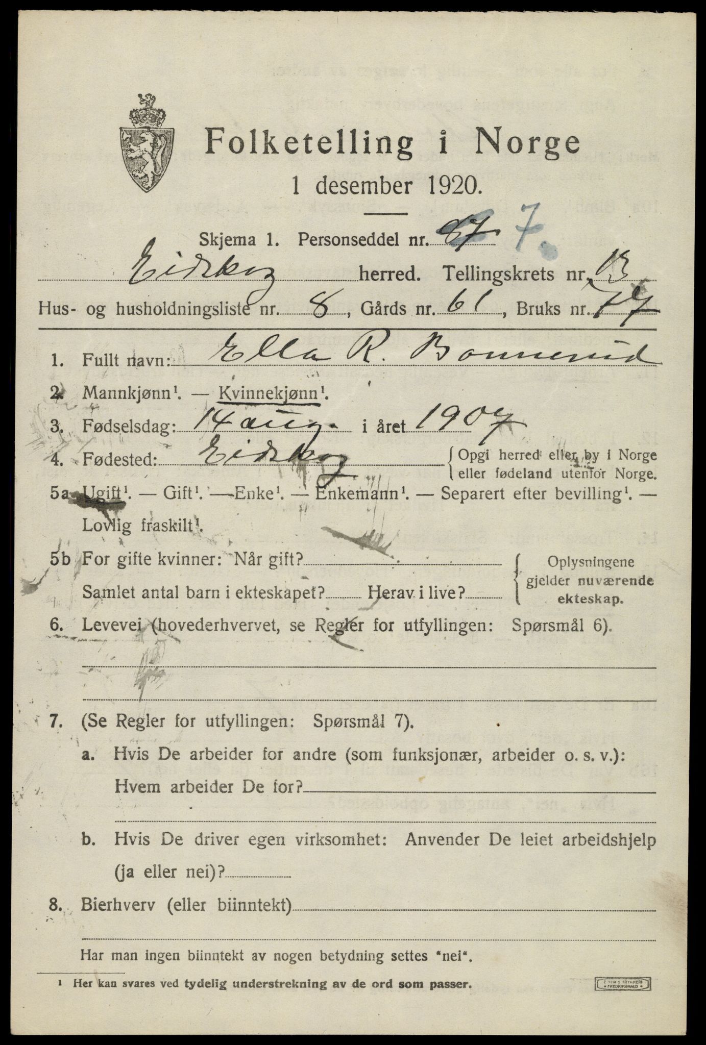 SAH, 1920 census for Eidskog, 1920, p. 12243