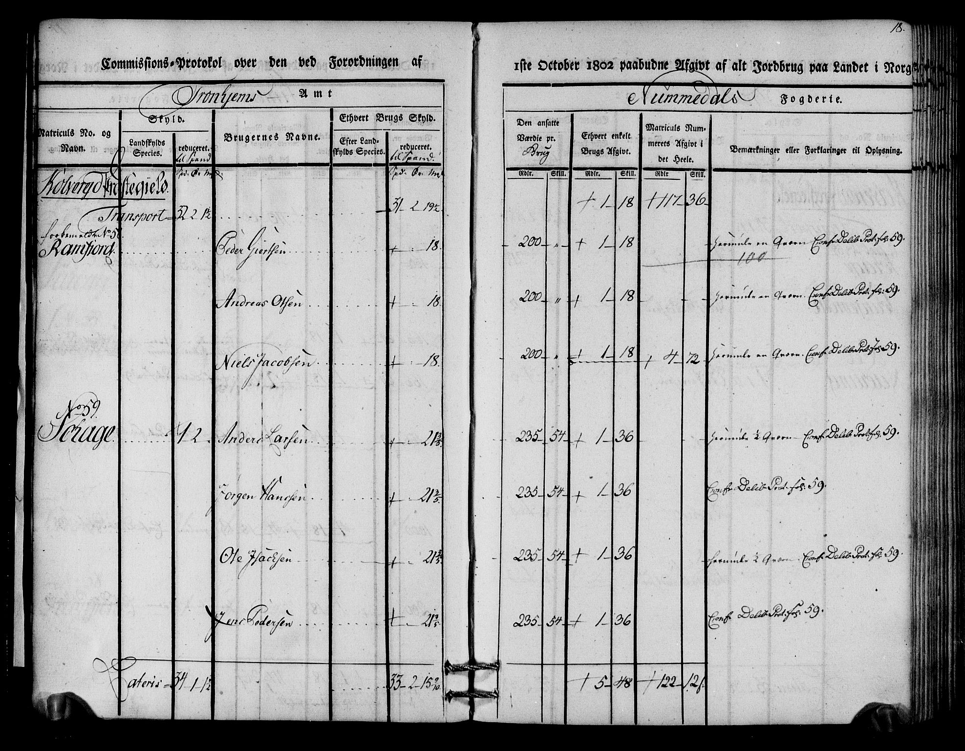 Rentekammeret inntil 1814, Realistisk ordnet avdeling, AV/RA-EA-4070/N/Ne/Nea/L0154: Namdalen fogderi. Kommisjonsprotokoll, 1803, p. 19