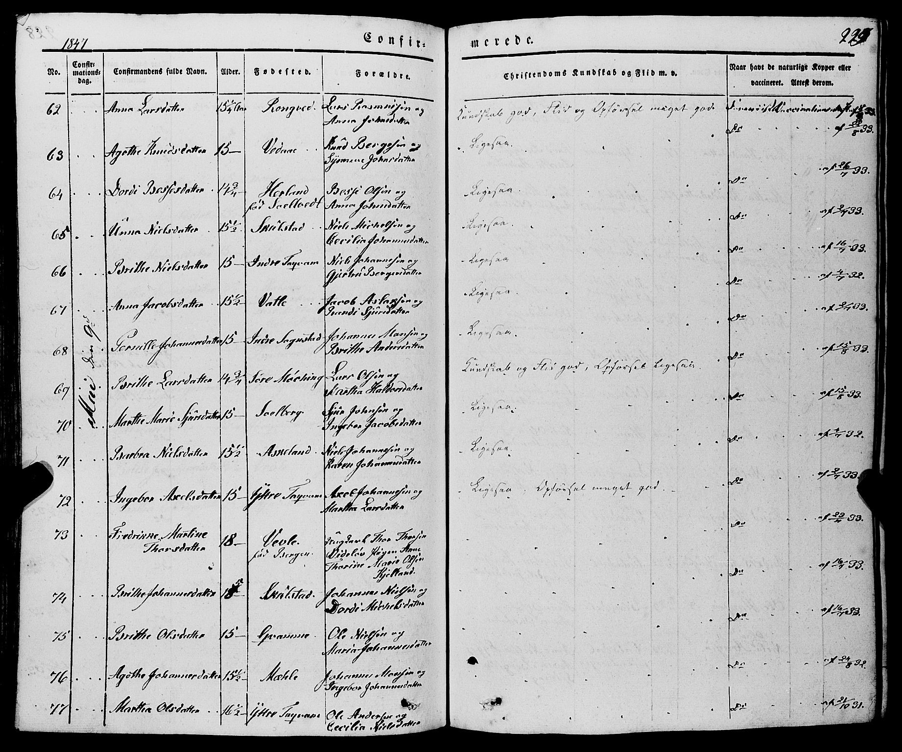 Haus sokneprestembete, AV/SAB-A-75601/H/Haa: Parish register (official) no. A 15, 1838-1847, p. 229