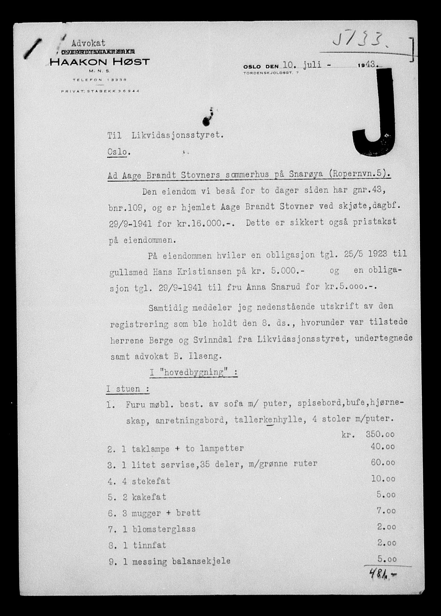 Justisdepartementet, Tilbakeføringskontoret for inndratte formuer, AV/RA-S-1564/H/Hc/Hcc/L0983: --, 1945-1947, p. 443