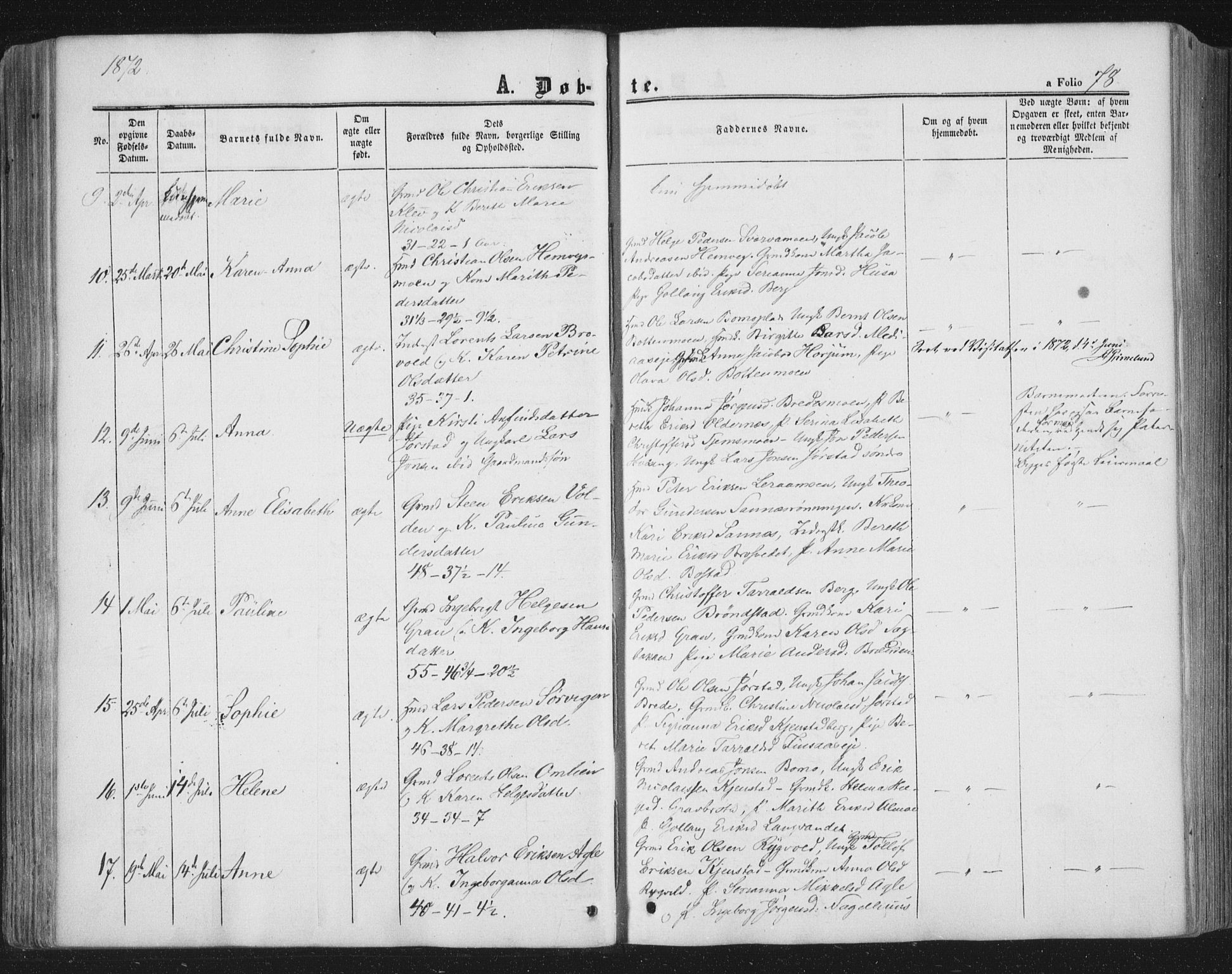 Ministerialprotokoller, klokkerbøker og fødselsregistre - Nord-Trøndelag, SAT/A-1458/749/L0472: Parish register (official) no. 749A06, 1857-1873, p. 78
