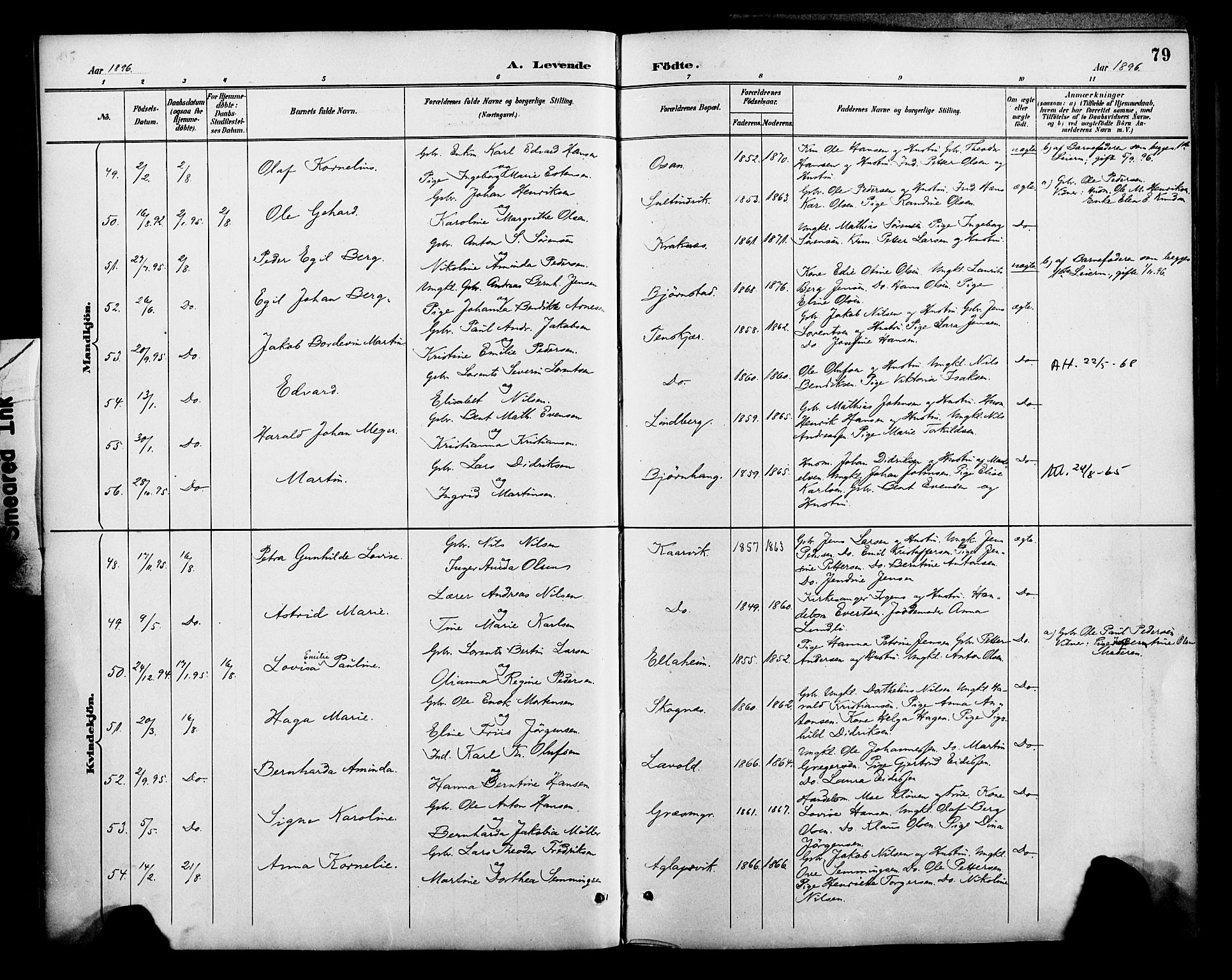 Lenvik sokneprestembete, SATØ/S-1310/H/Ha/Haa/L0013kirke: Parish register (official) no. 13, 1890-1898, p. 79