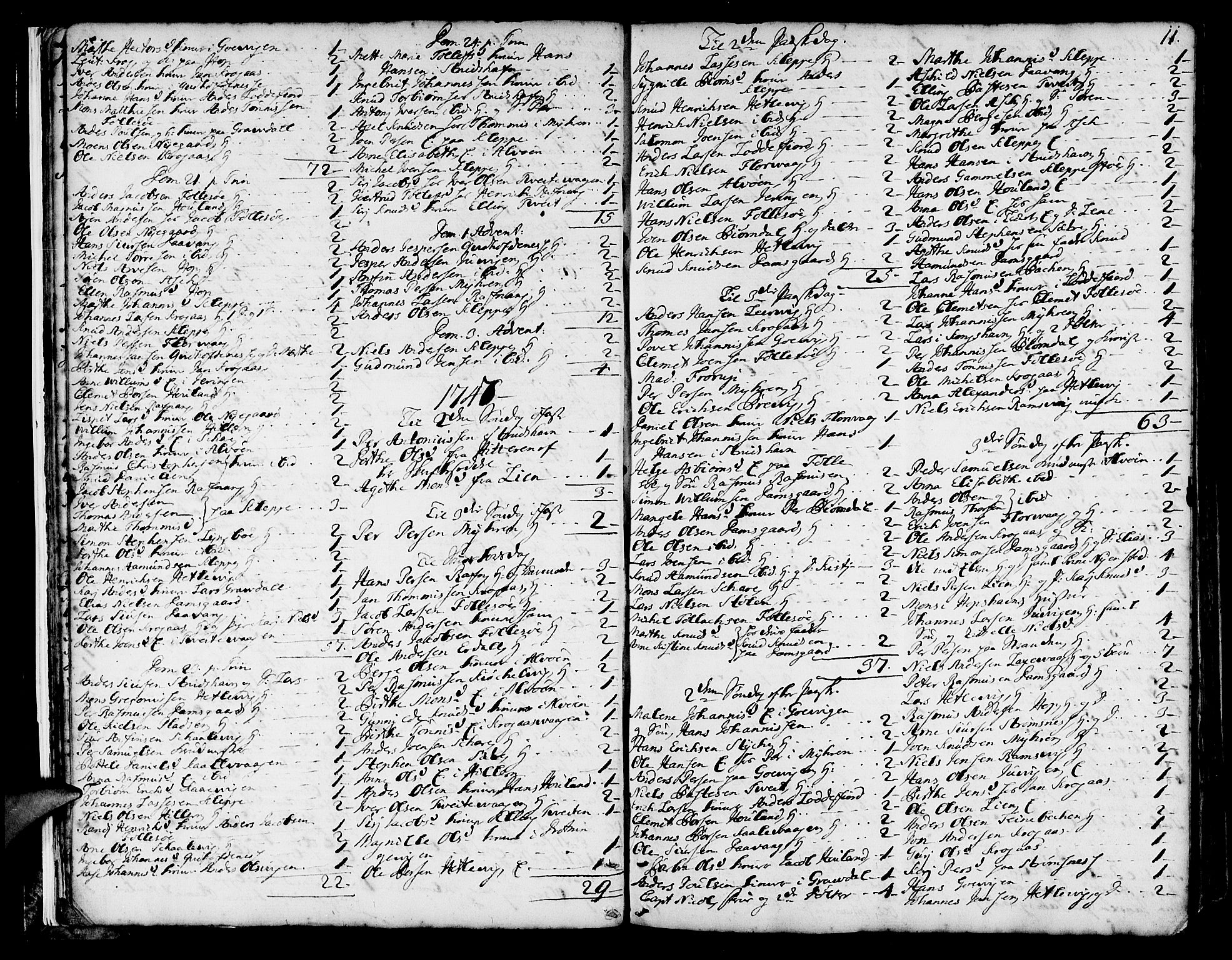 Askøy Sokneprestembete, SAB/A-74101/H/Ha/Haa/Haaa/L0001: Parish register (official) no. A 1, 1742-1818, p. 11