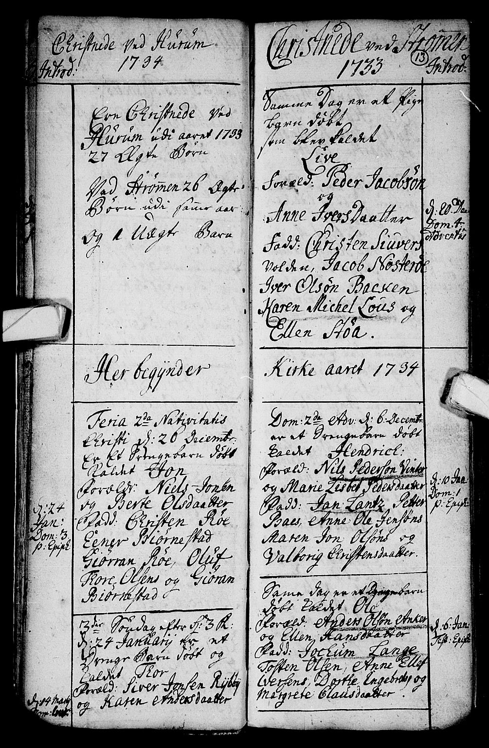 Hurum kirkebøker, AV/SAKO-A-229/F/Fa/L0002: Parish register (official) no. 2, 1733-1757, p. 13