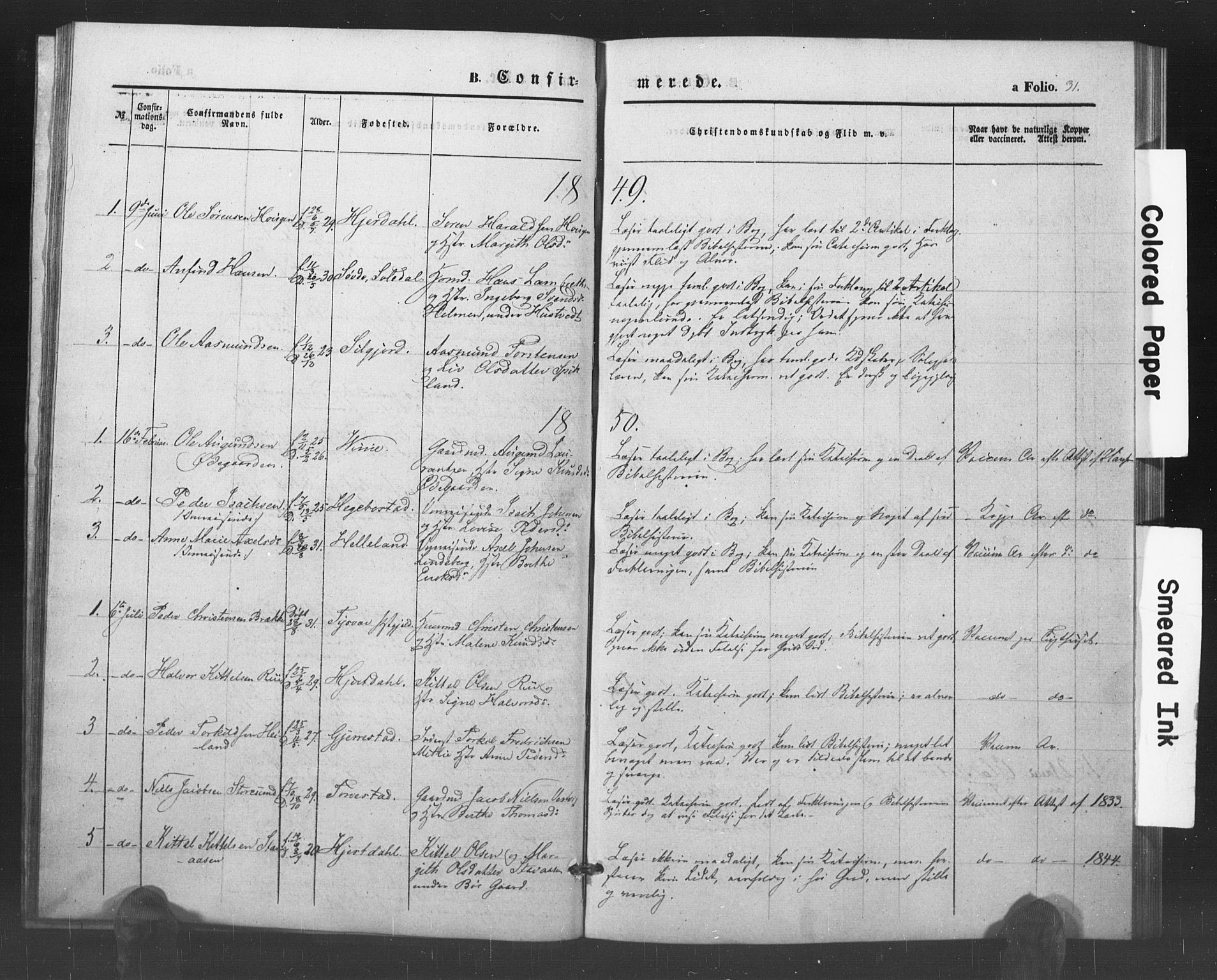 Kristiansand tukthus, SAK/1251-0009/I/Ih/L0001: Parish register (official) no. A 1, 1840-1875, p. 31