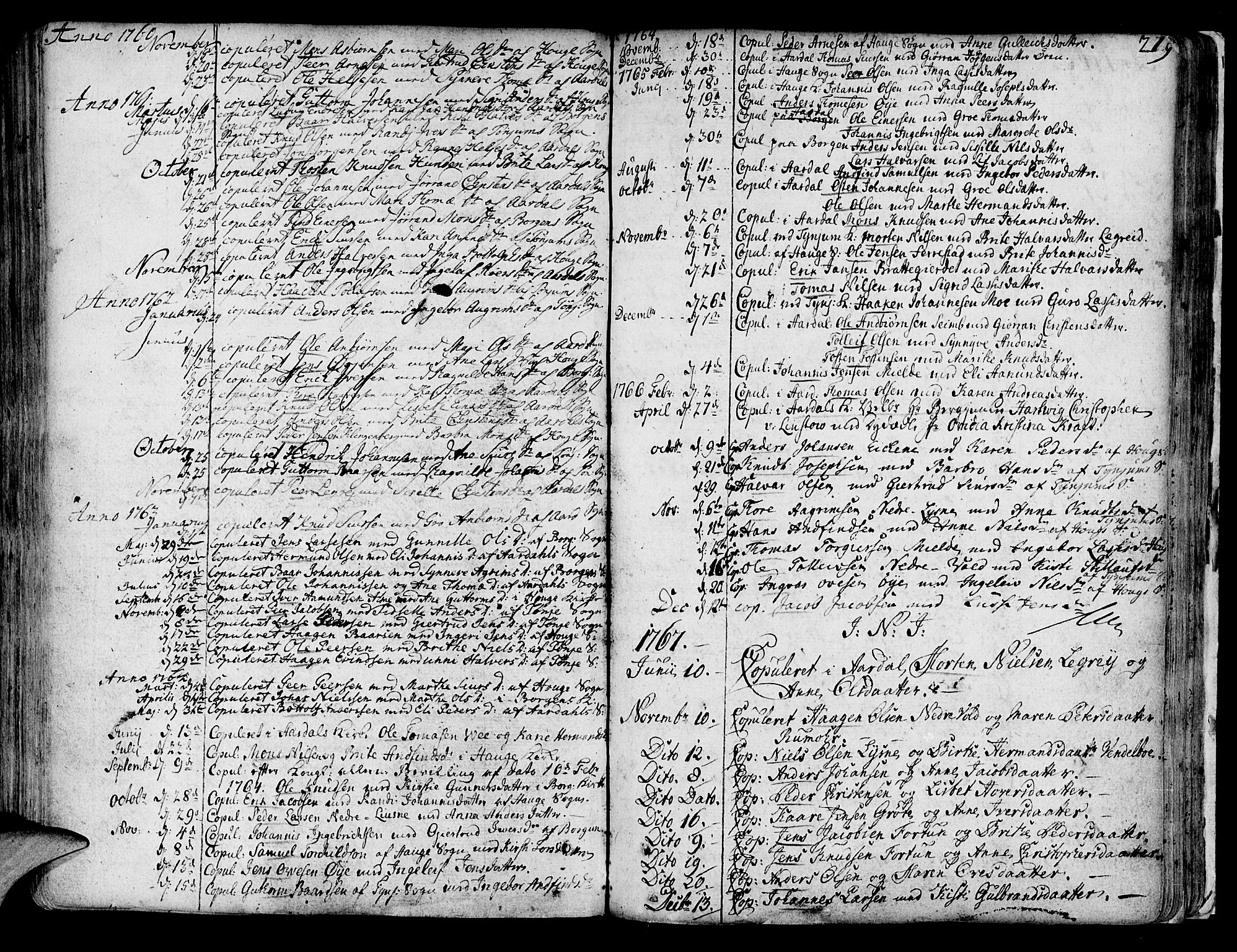 Lærdal sokneprestembete, SAB/A-81201: Parish register (official) no. A 2, 1752-1782, p. 219
