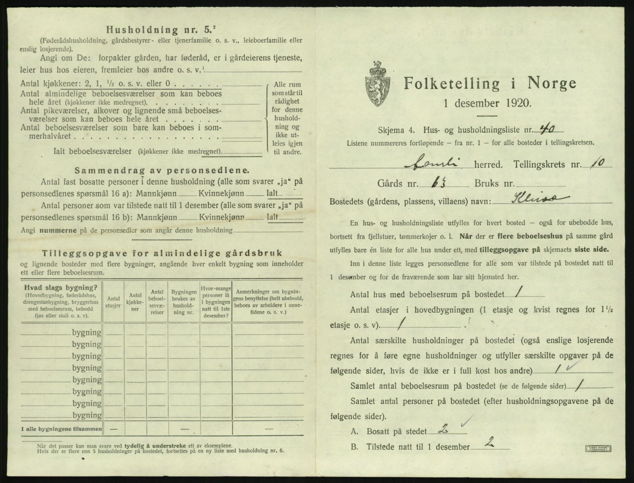 SAK, 1920 census for Åmli, 1920, p. 639