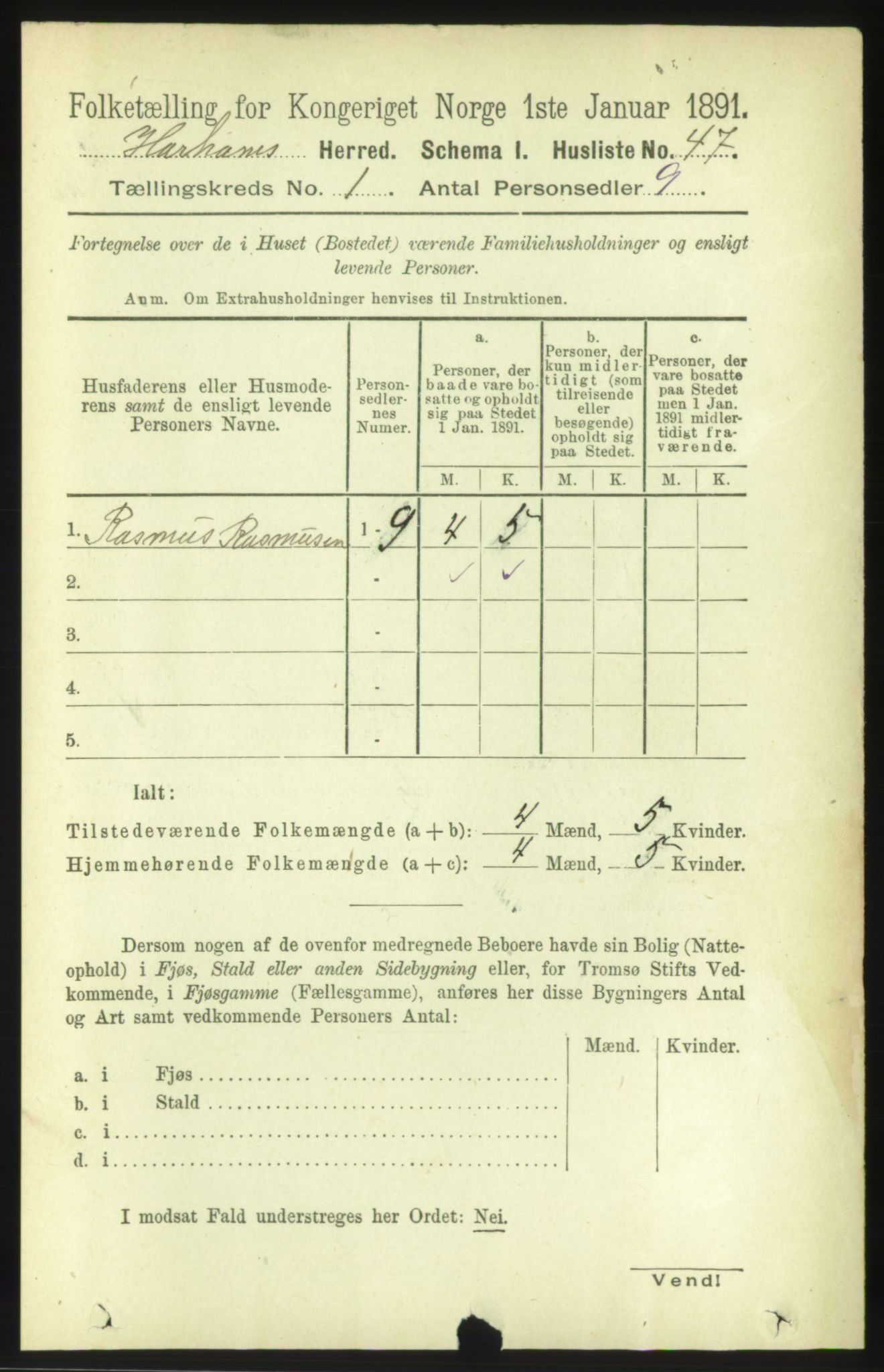 RA, 1891 census for 1534 Haram, 1891, p. 78