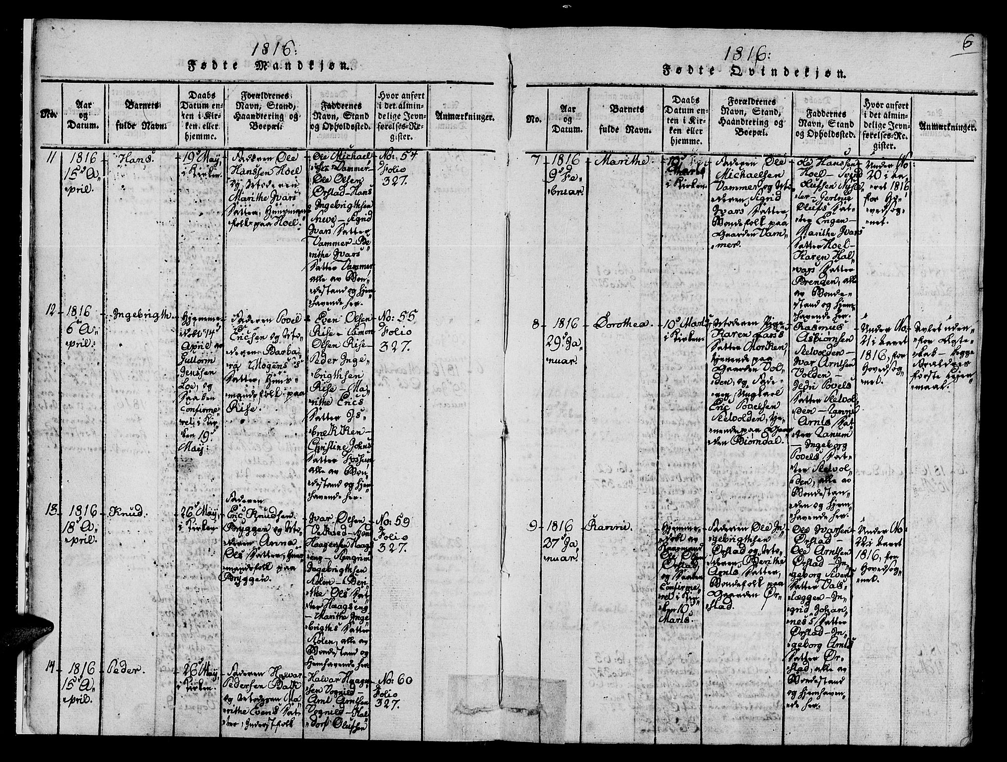 Ministerialprotokoller, klokkerbøker og fødselsregistre - Sør-Trøndelag, AV/SAT-A-1456/678/L0895: Parish register (official) no. 678A05 /1, 1816-1821, p. 6