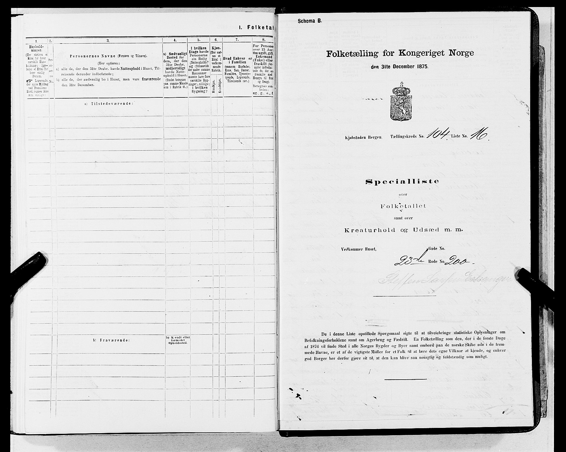 SAB, 1875 census for 1301 Bergen, 1875, p. 5677